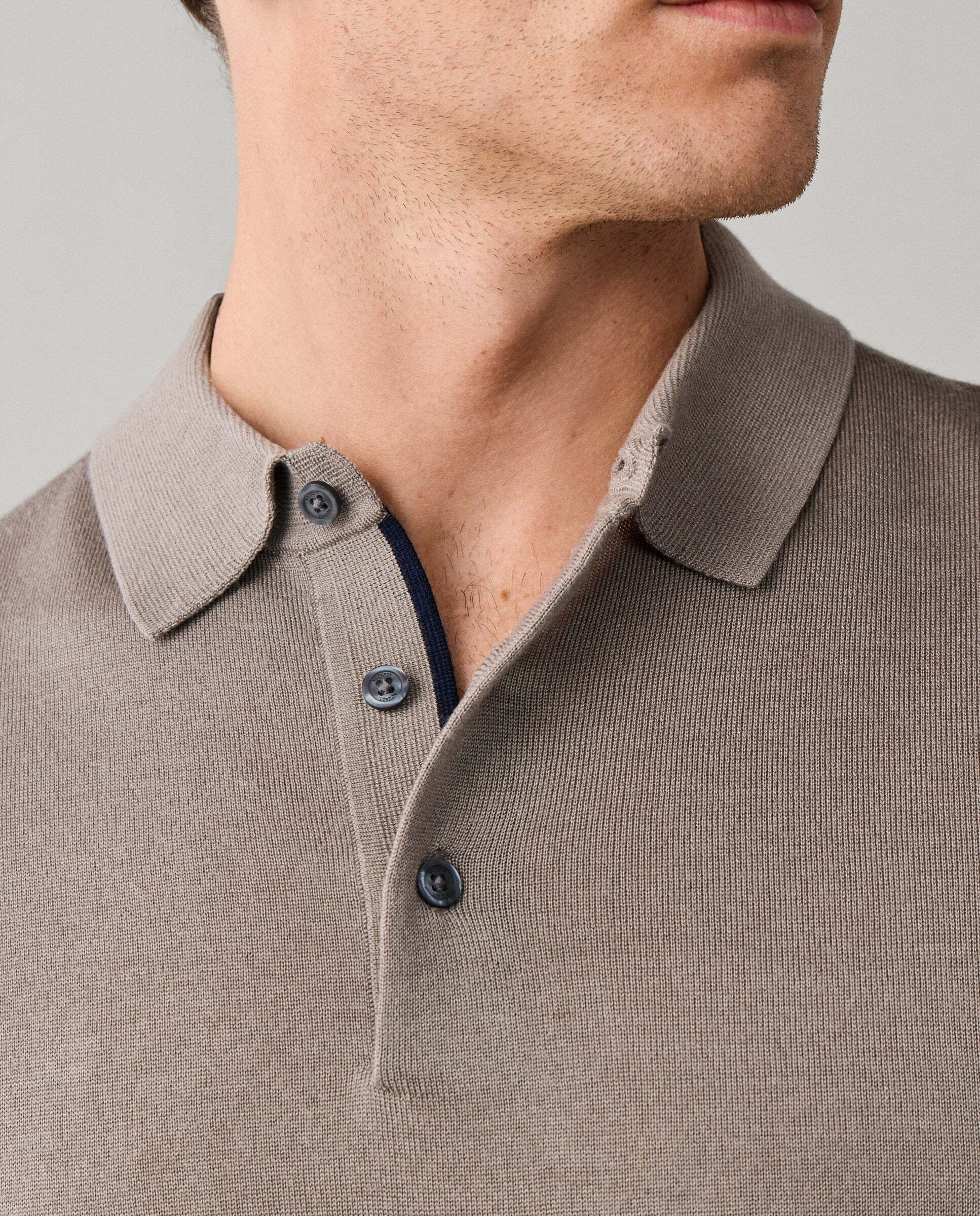 Polo manga corta mezcla de seda fit clásico - Hackett - Natural Natural-6