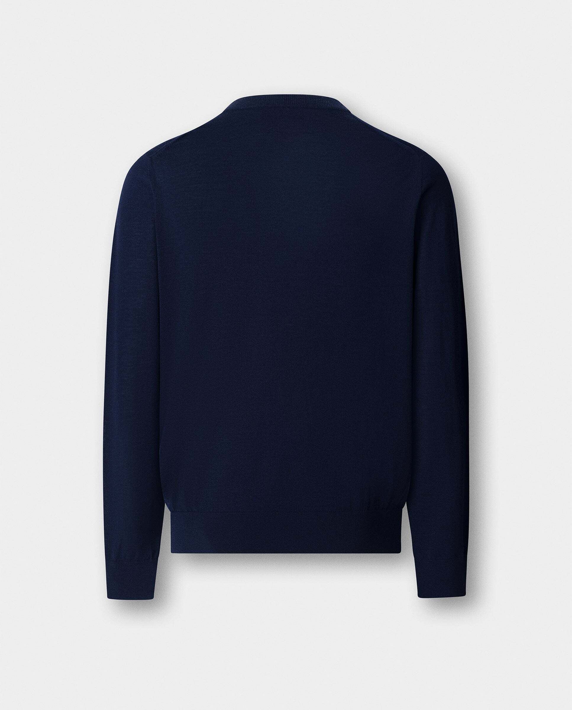 Jersey de hombre de lana merino cuello pico - Hackett - Azul marino Azul marino-9