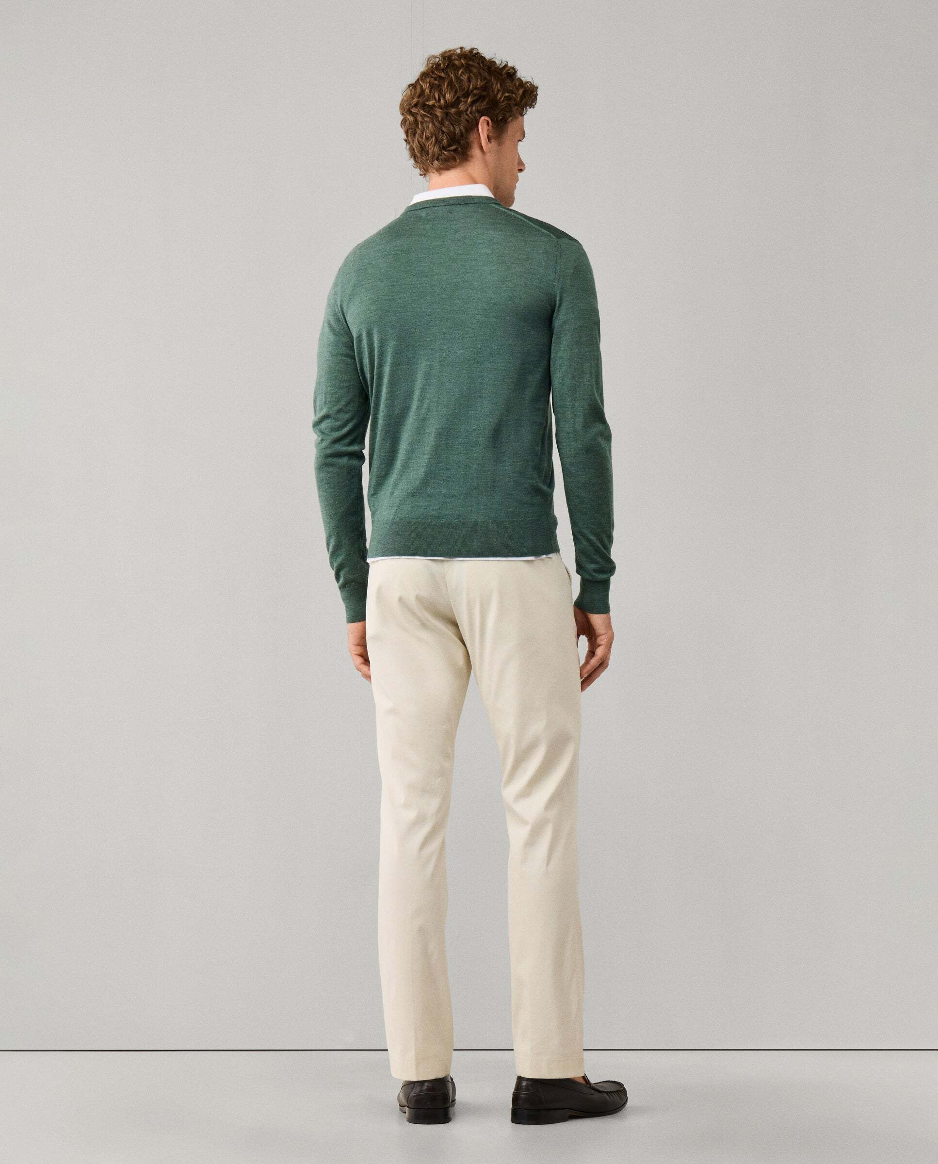 Jersey de hombre de lana merino cuello pico - Hackett - Verde Verde-3