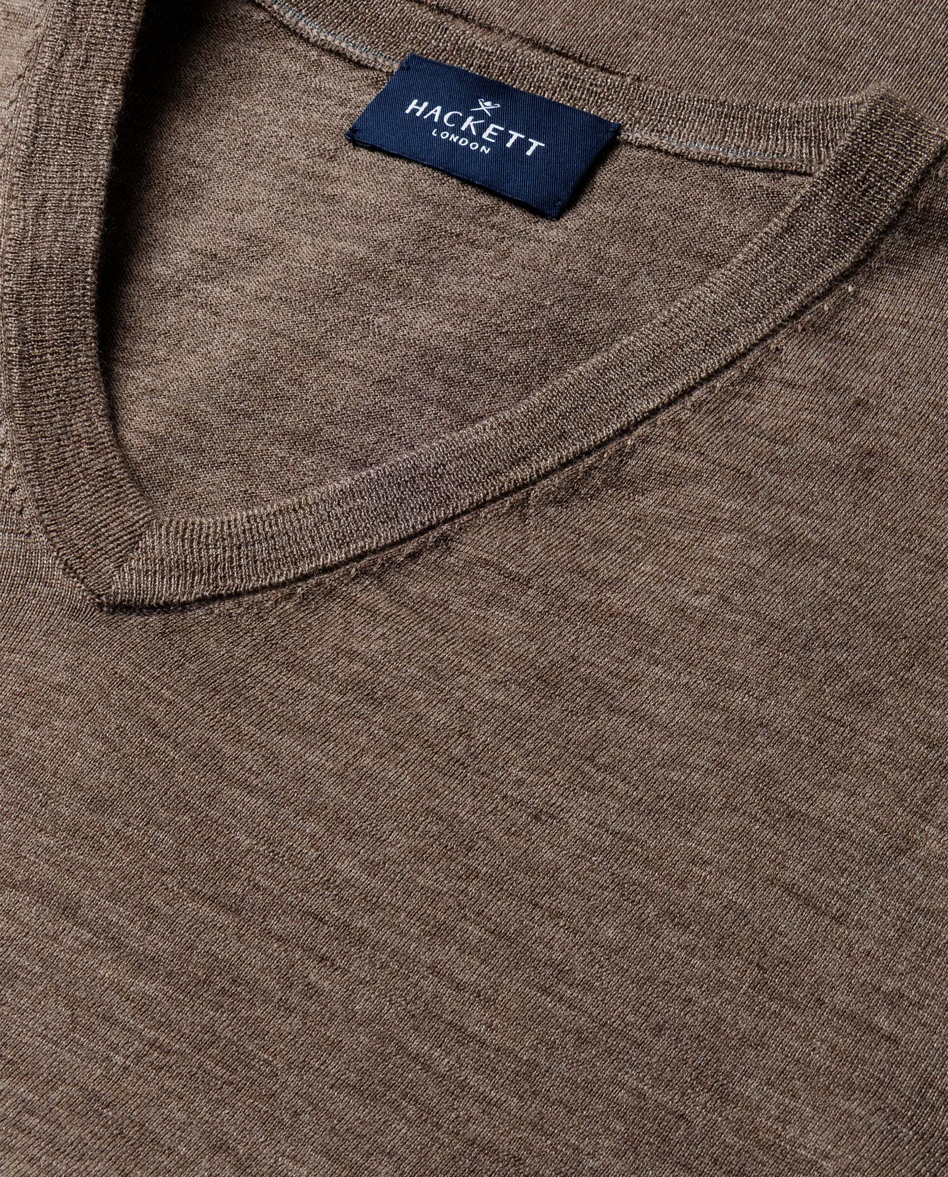 Jersey de hombre de lana merino cuello pico - Hackett - Natural Natural-5