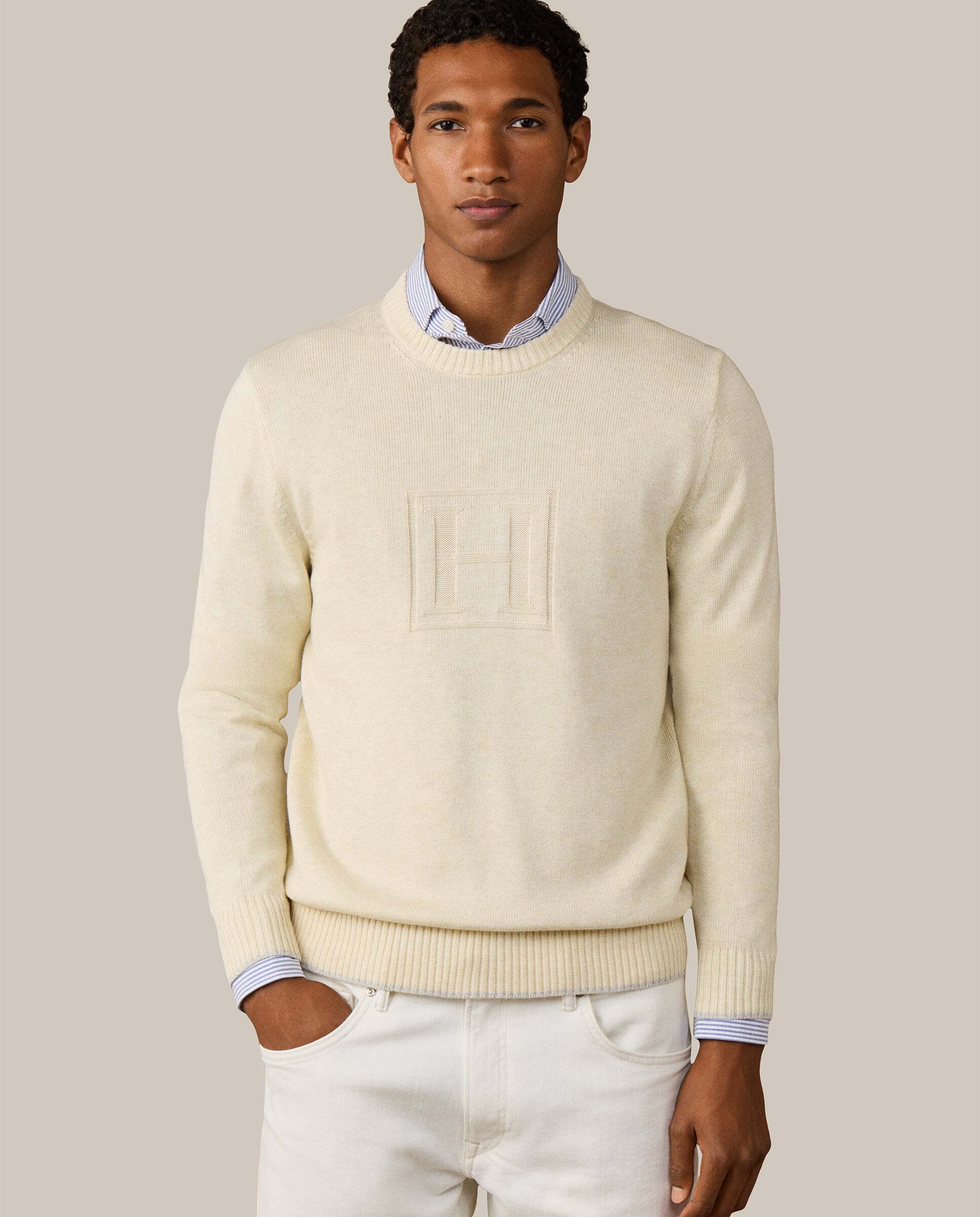 Imagen 0 de Sudadera de hombre cuello redondo con logo h Natural