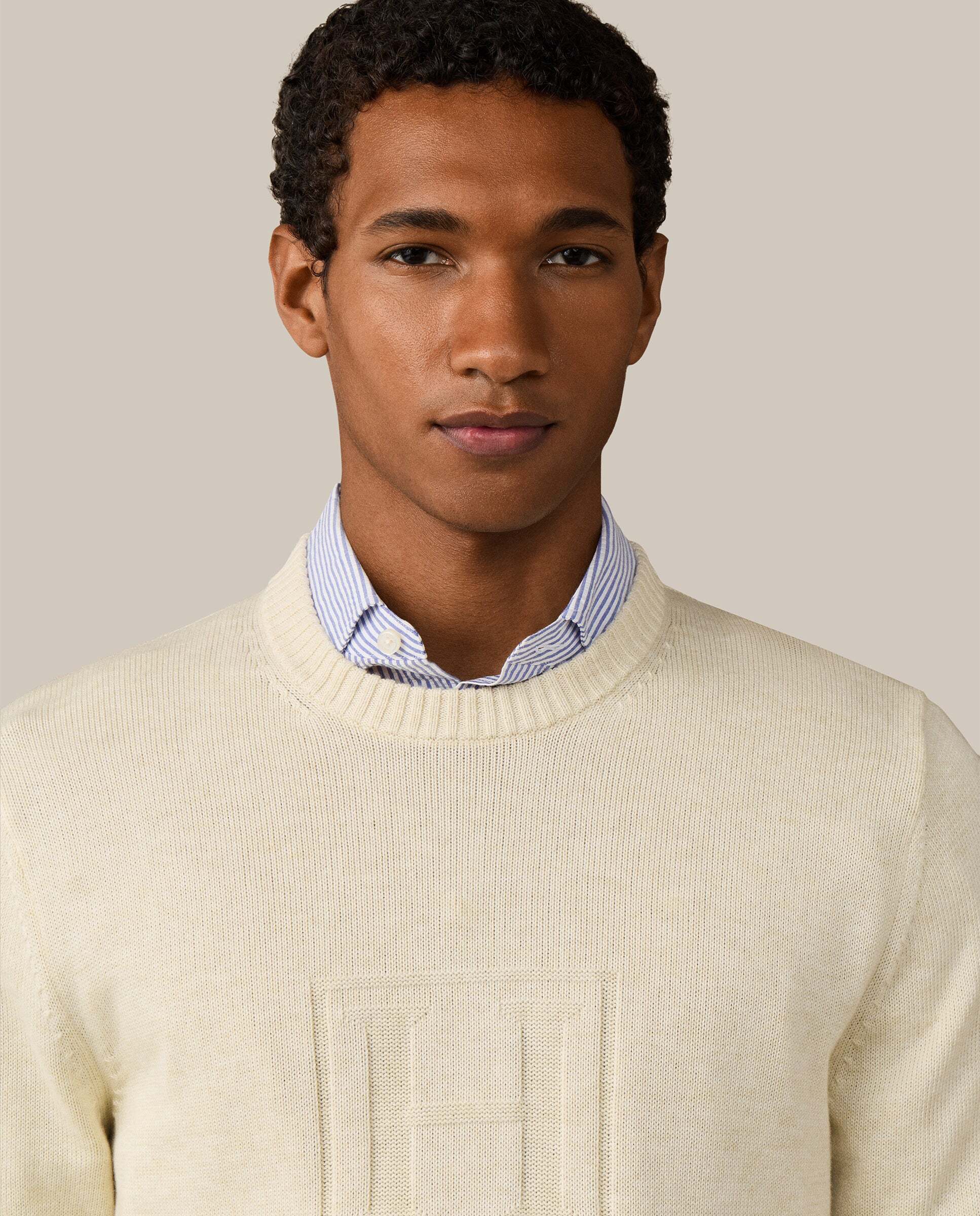 Sudadera de hombre cuello redondo con logo h - Hackett - Natural Natural-4