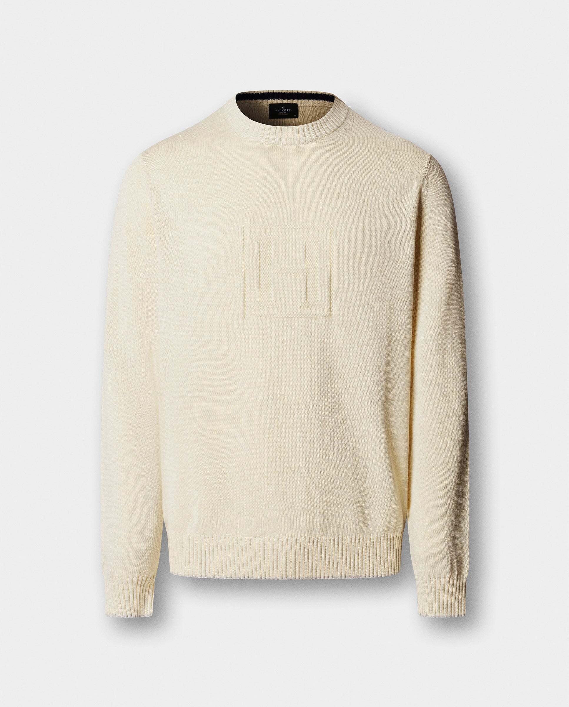 Sudadera de hombre cuello redondo con logo h - Hackett - Natural Natural-9
