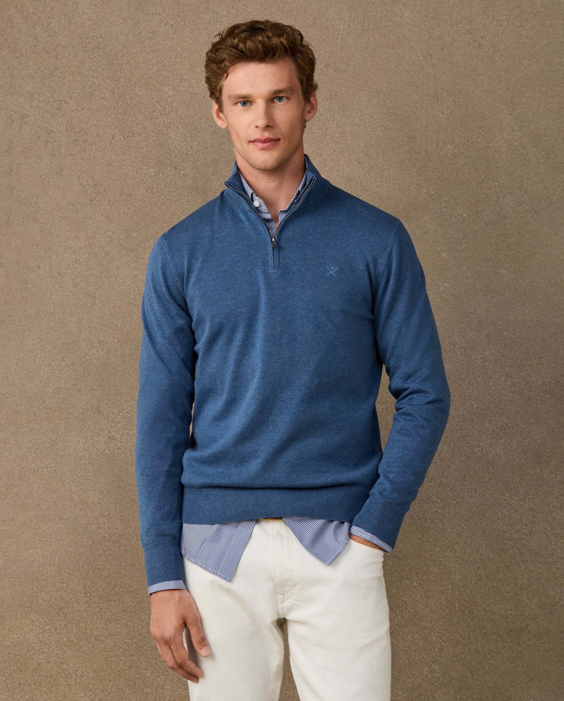 Jersey con cremallera algodón - Hackett - Azul Azul-1