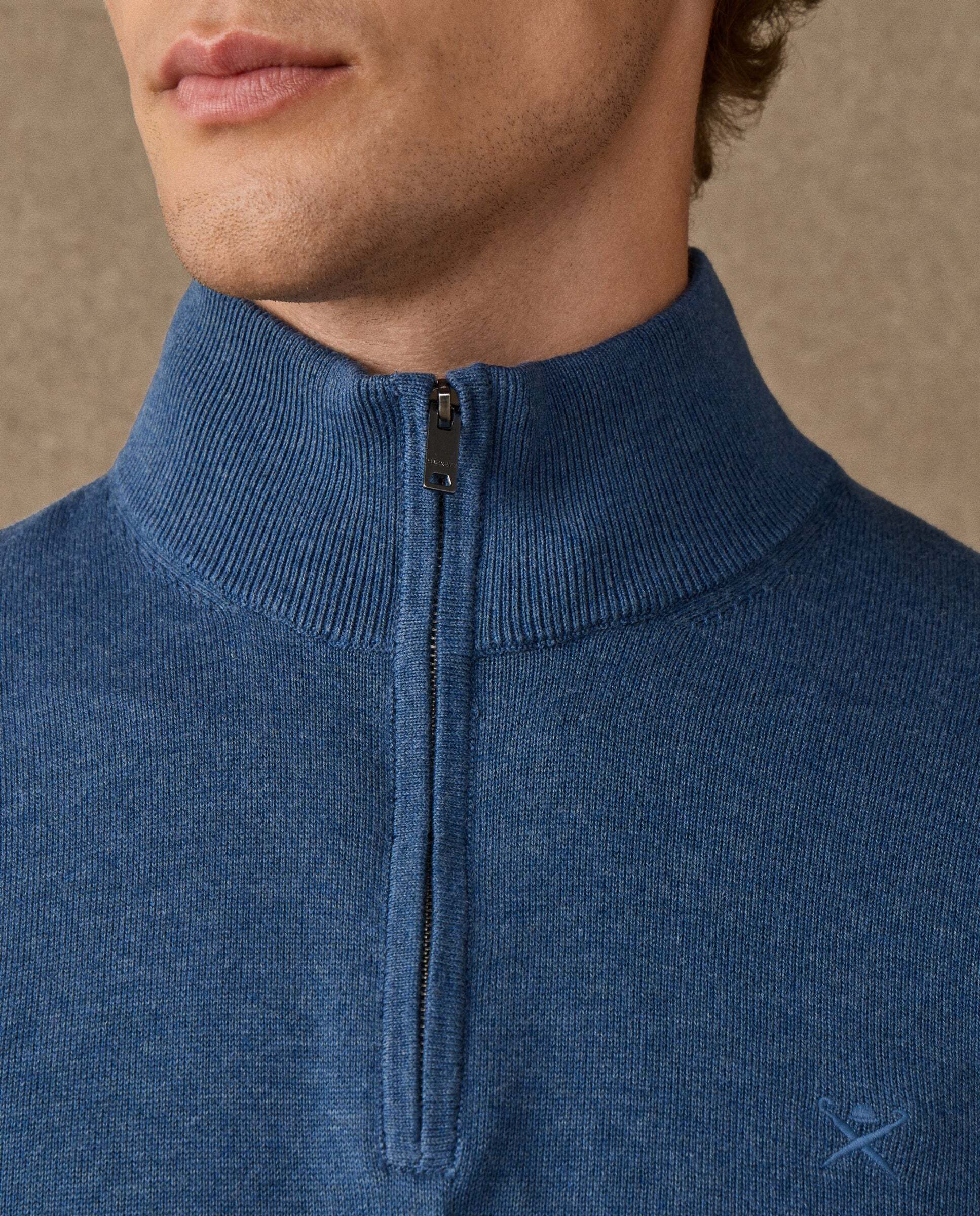 Jersey con cremallera algodón - Hackett - Azul Azul-4