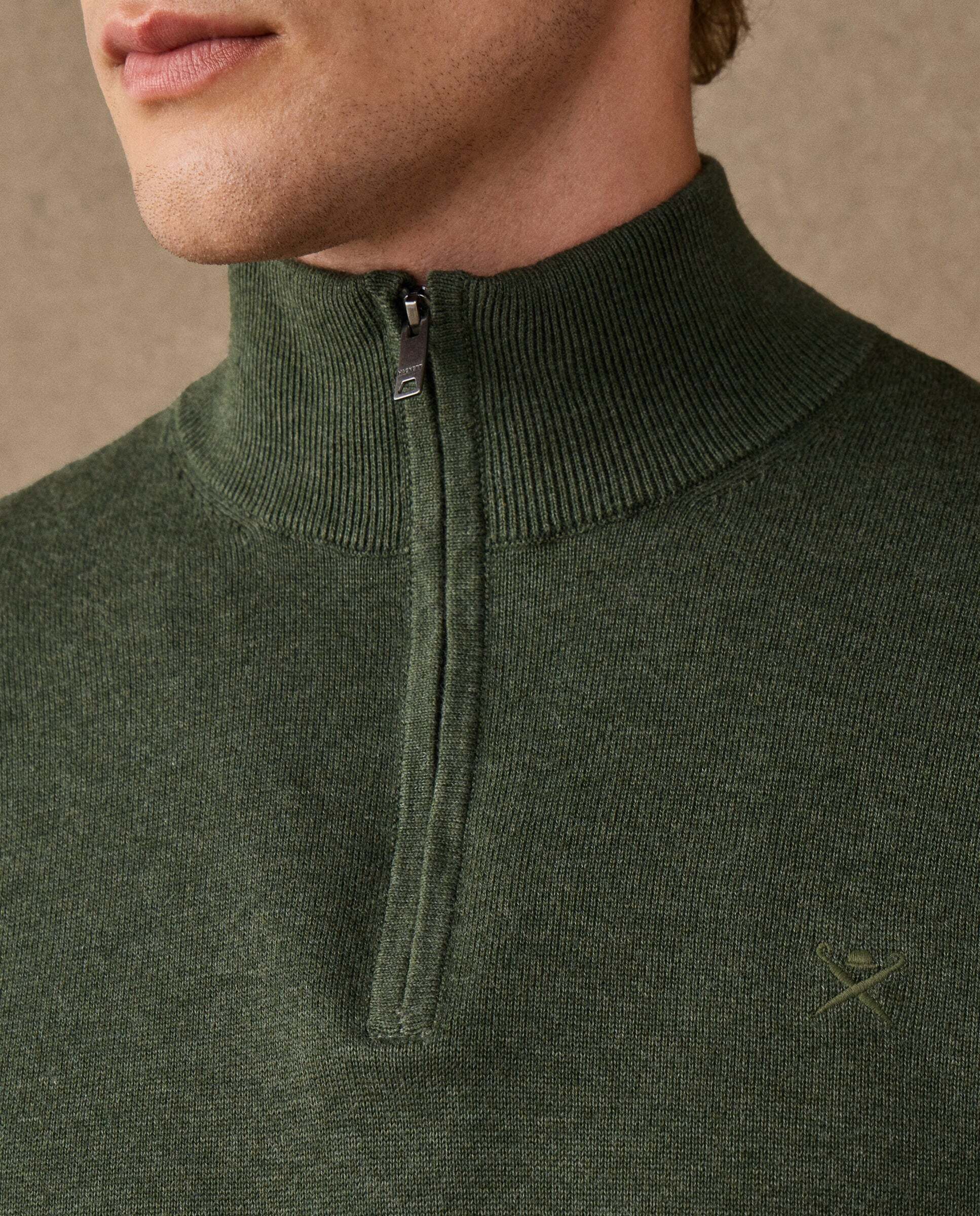 Jersey con cremallera algodón - Hackett - Verde Verde-4