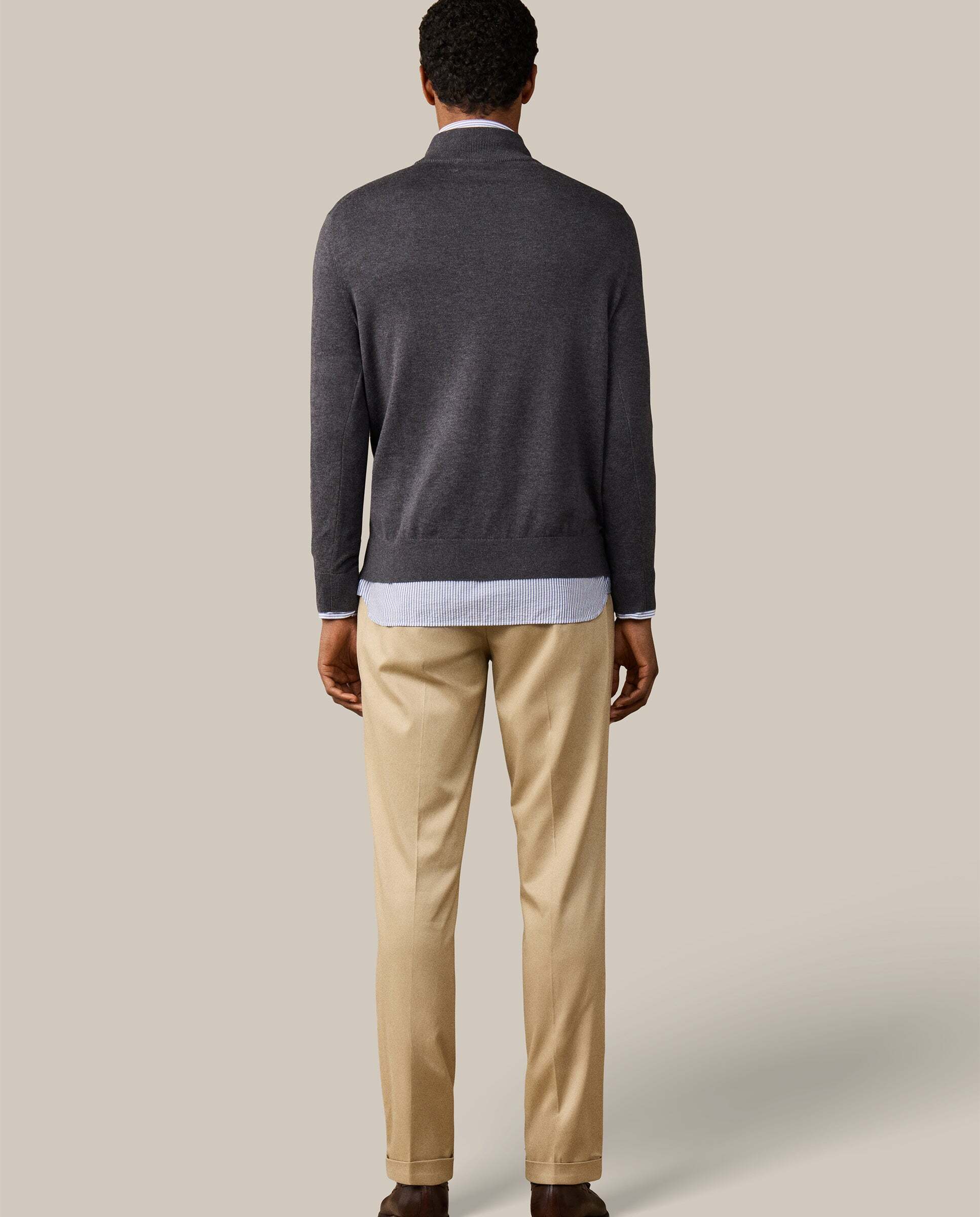 Jersey de hombre cuarto de cremallera algodón - Hackett - Gris oscuro Gris oscuro-3