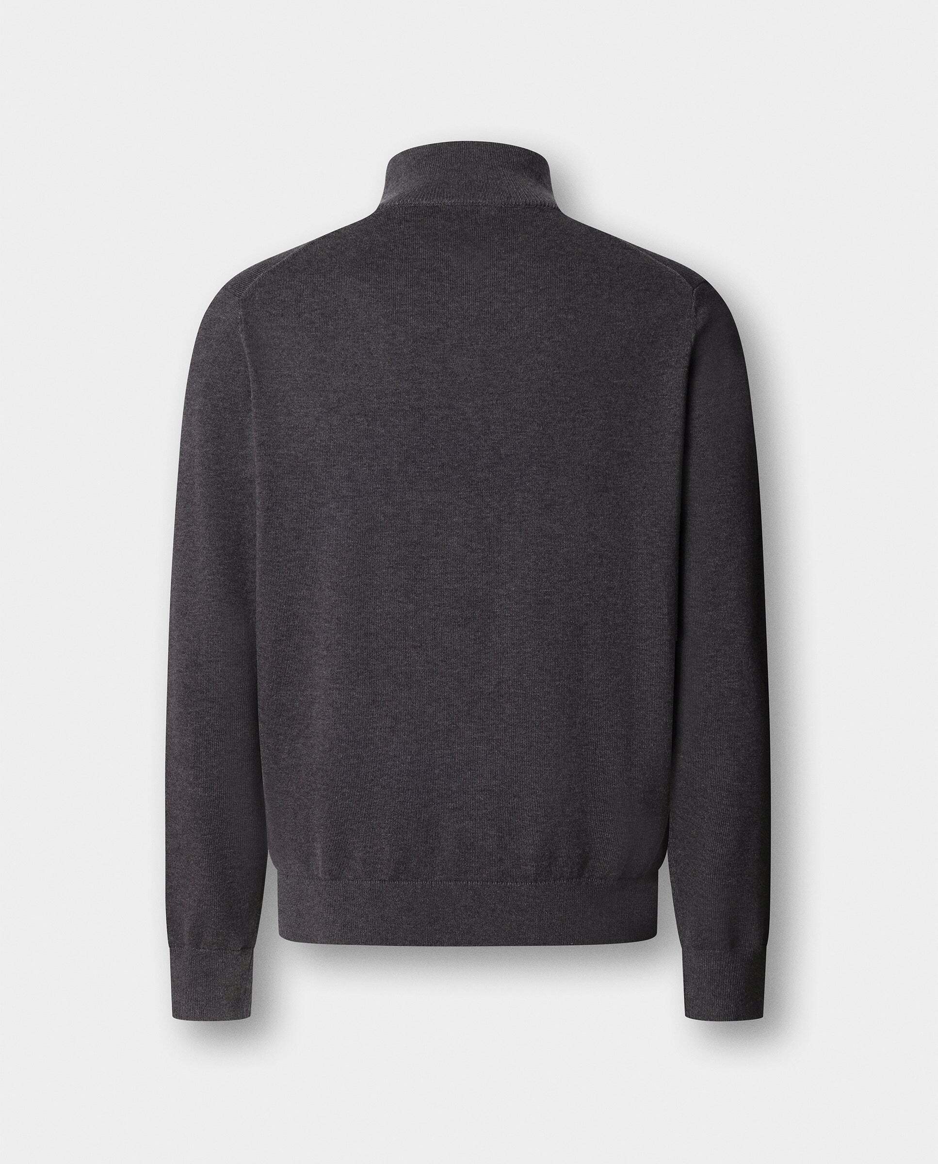 Jersey de hombre cuarto de cremallera algodón - Hackett - Gris oscuro Gris oscuro-8