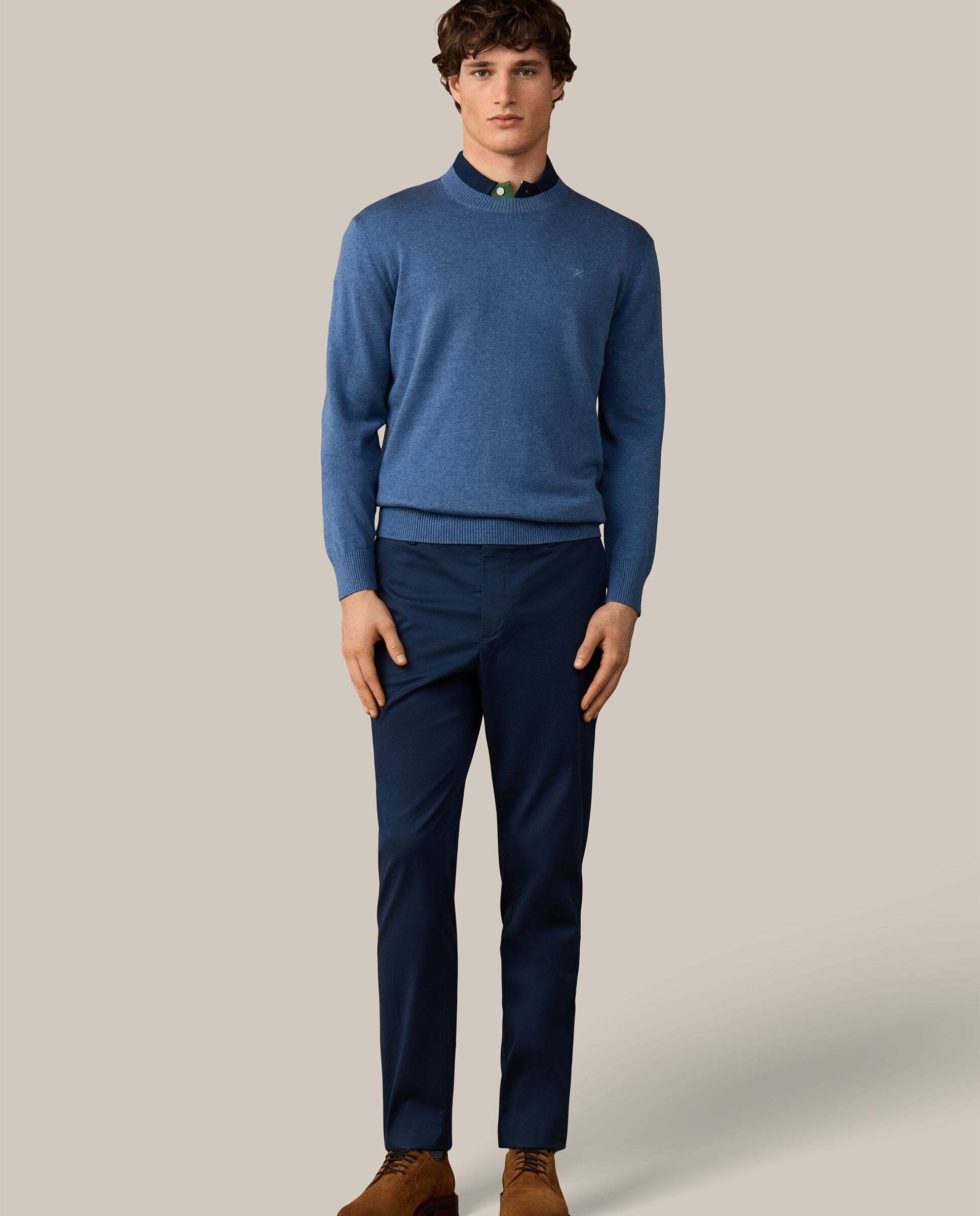 Jersey de hombre con cuello redondo algodón - Hackett - Azul Azul-2