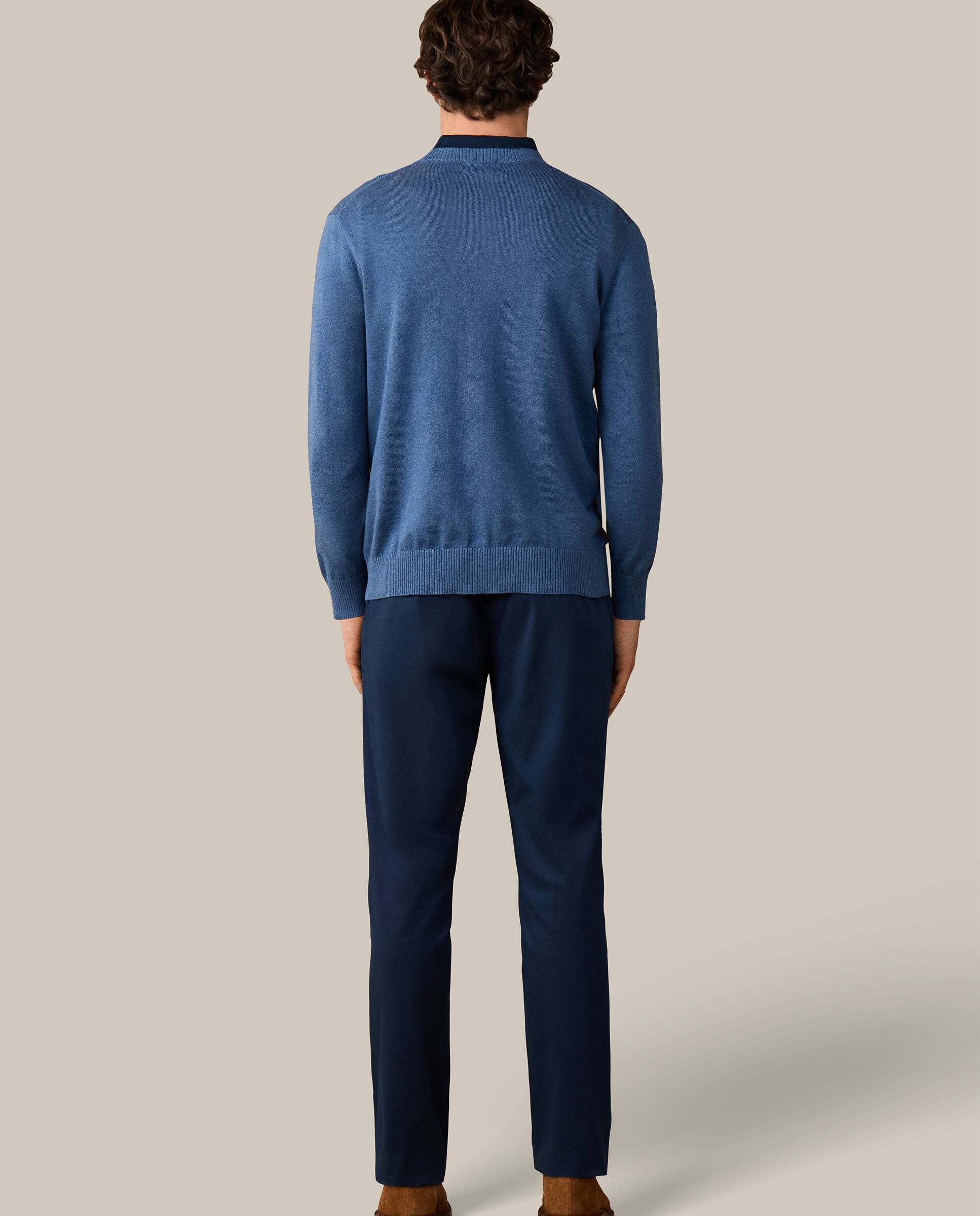 Jersey de hombre con cuello redondo algodón - Hackett - Azul Azul-3