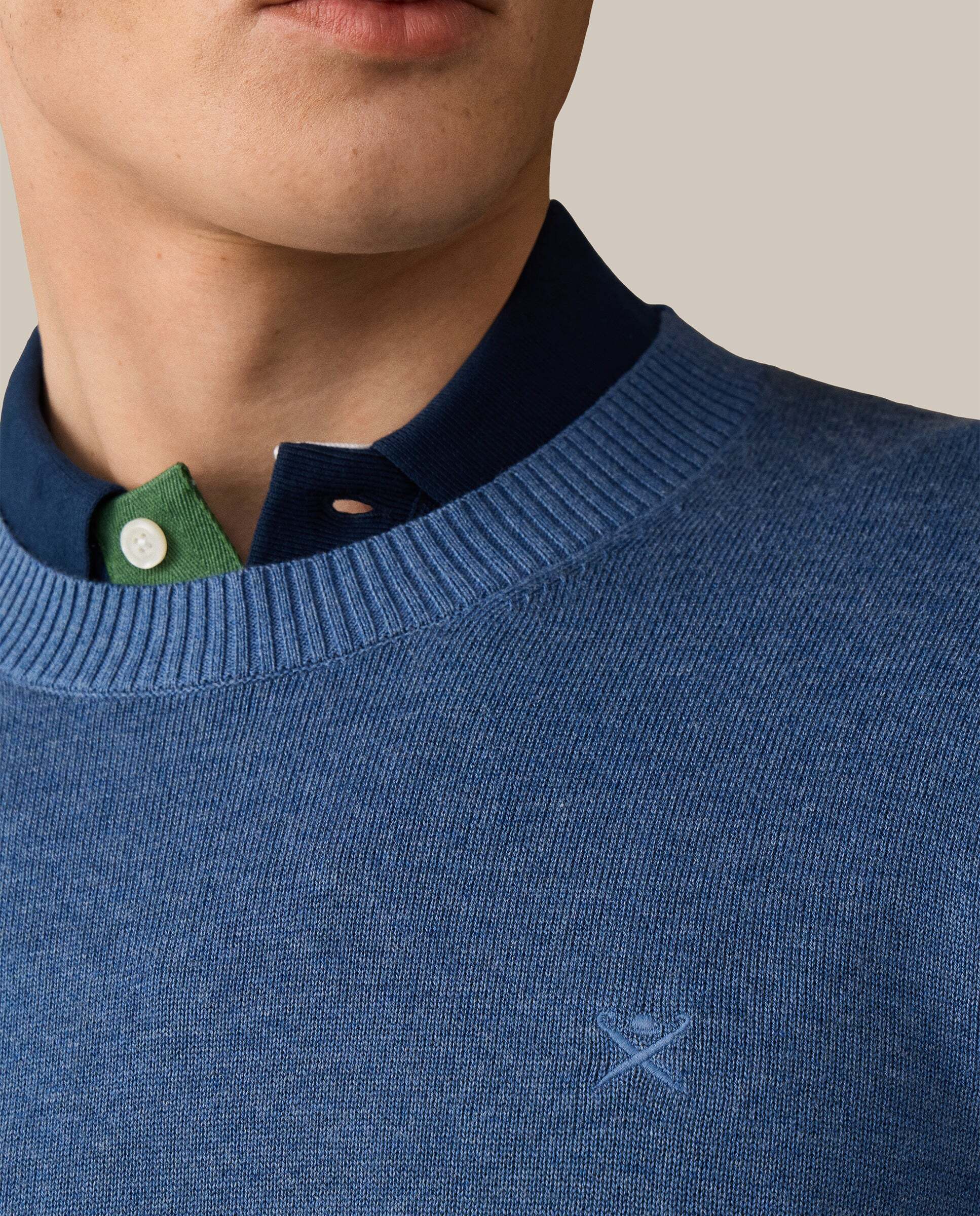 Jersey de hombre con cuello redondo algodón - Hackett - Azul Azul-5