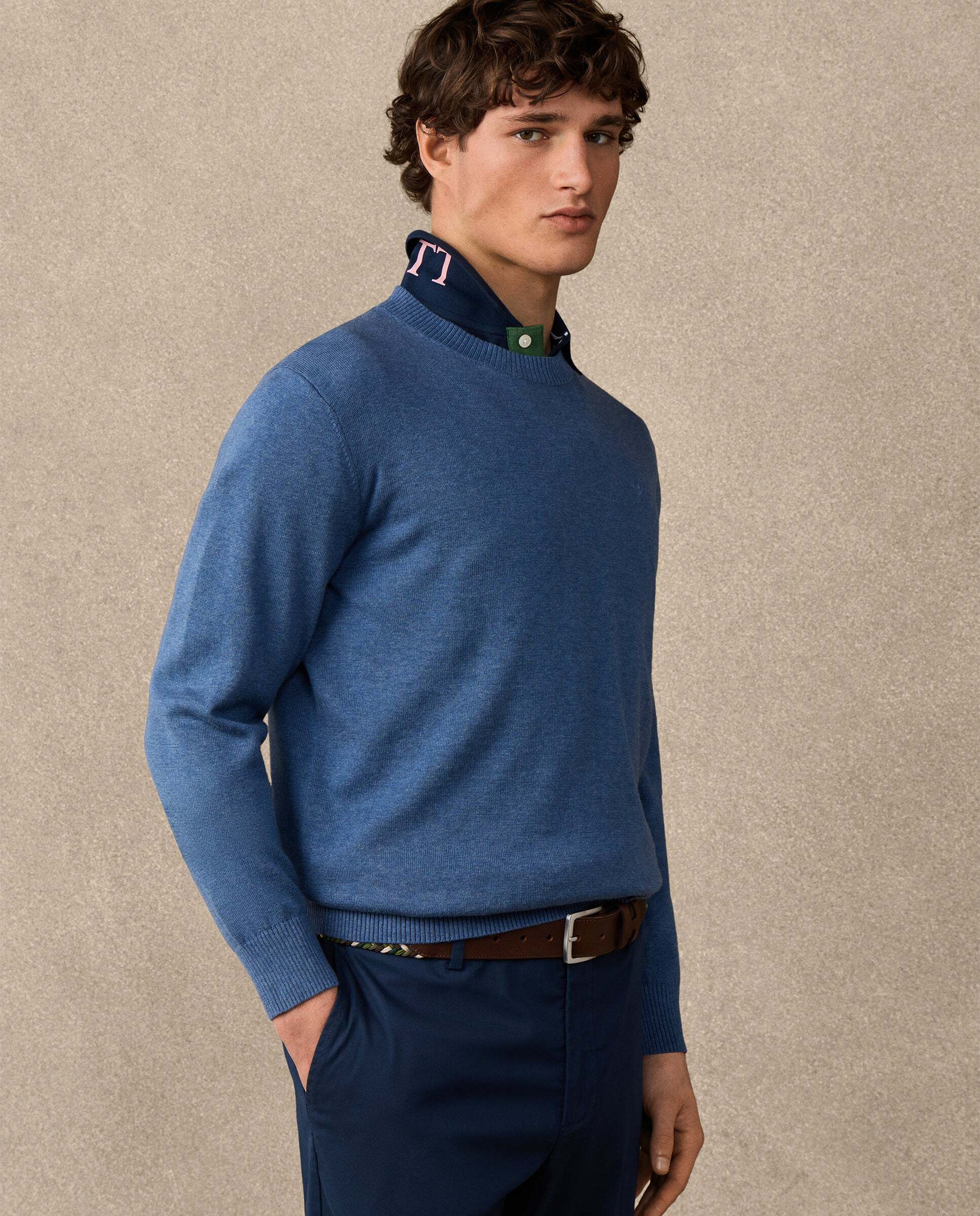 Jersey de hombre con cuello redondo algodón - Hackett - Azul Azul-7