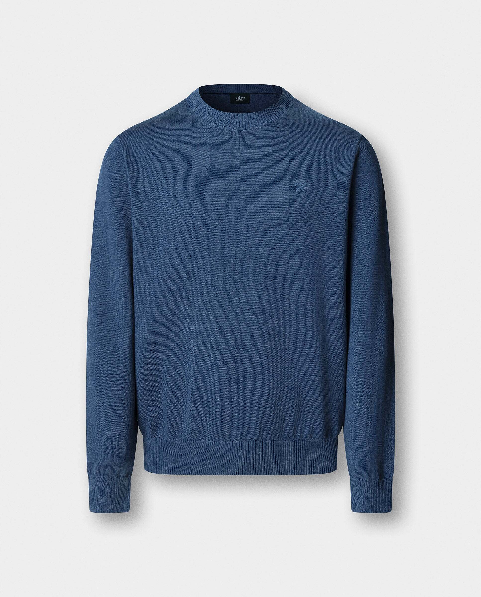 Jersey de hombre con cuello redondo algodón - Hackett - Azul Azul-9