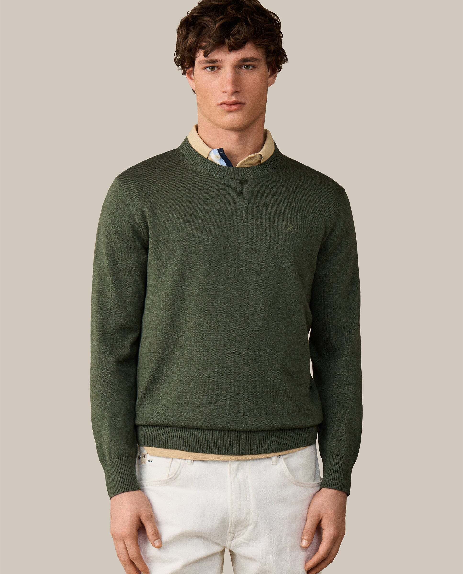 Jersey de hombre con cuello redondo algodón - Hackett - Verde Verde-1