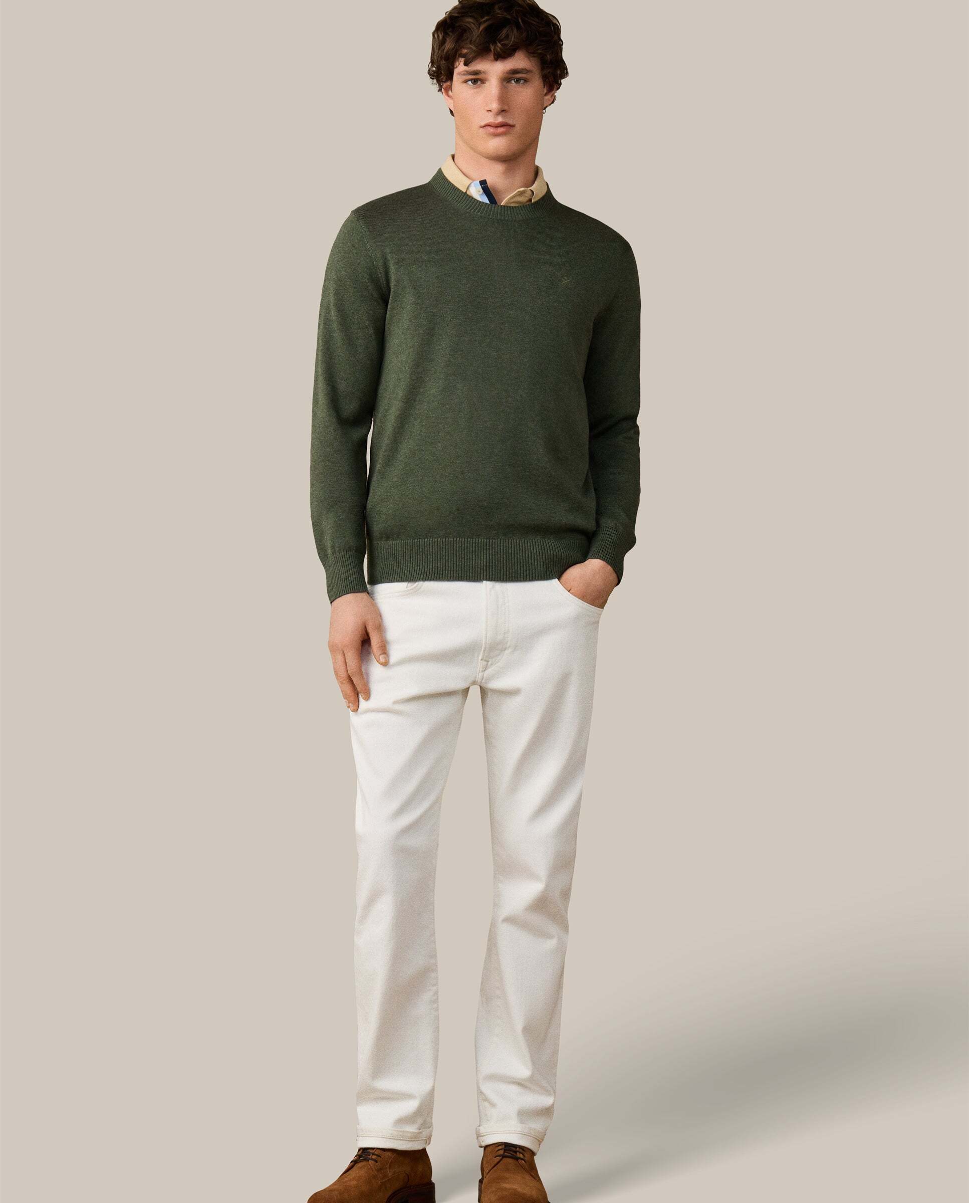Jersey de hombre con cuello redondo algodón - Hackett - Verde Verde-2