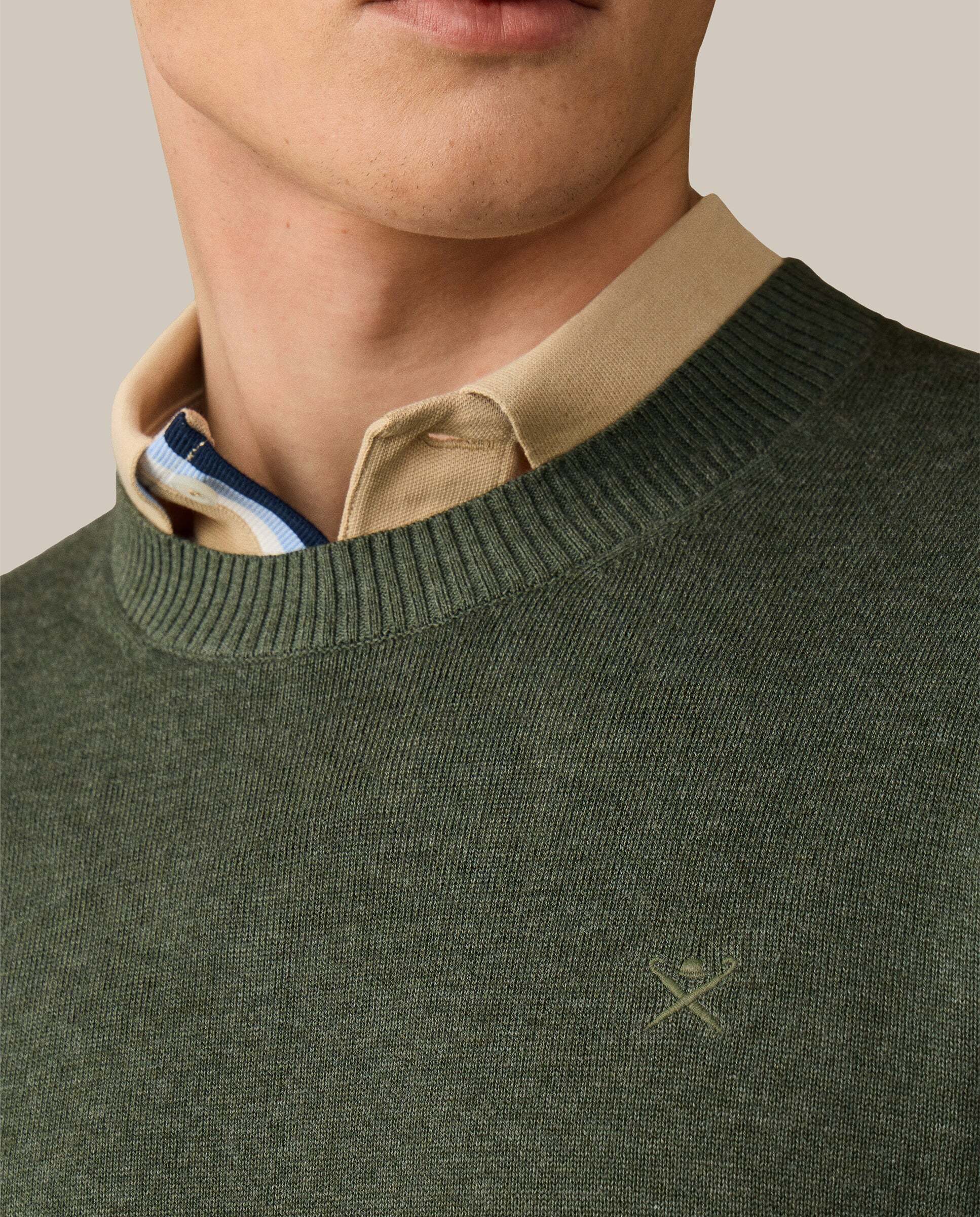 Jersey de hombre con cuello redondo algodón - Hackett - Verde Verde-5