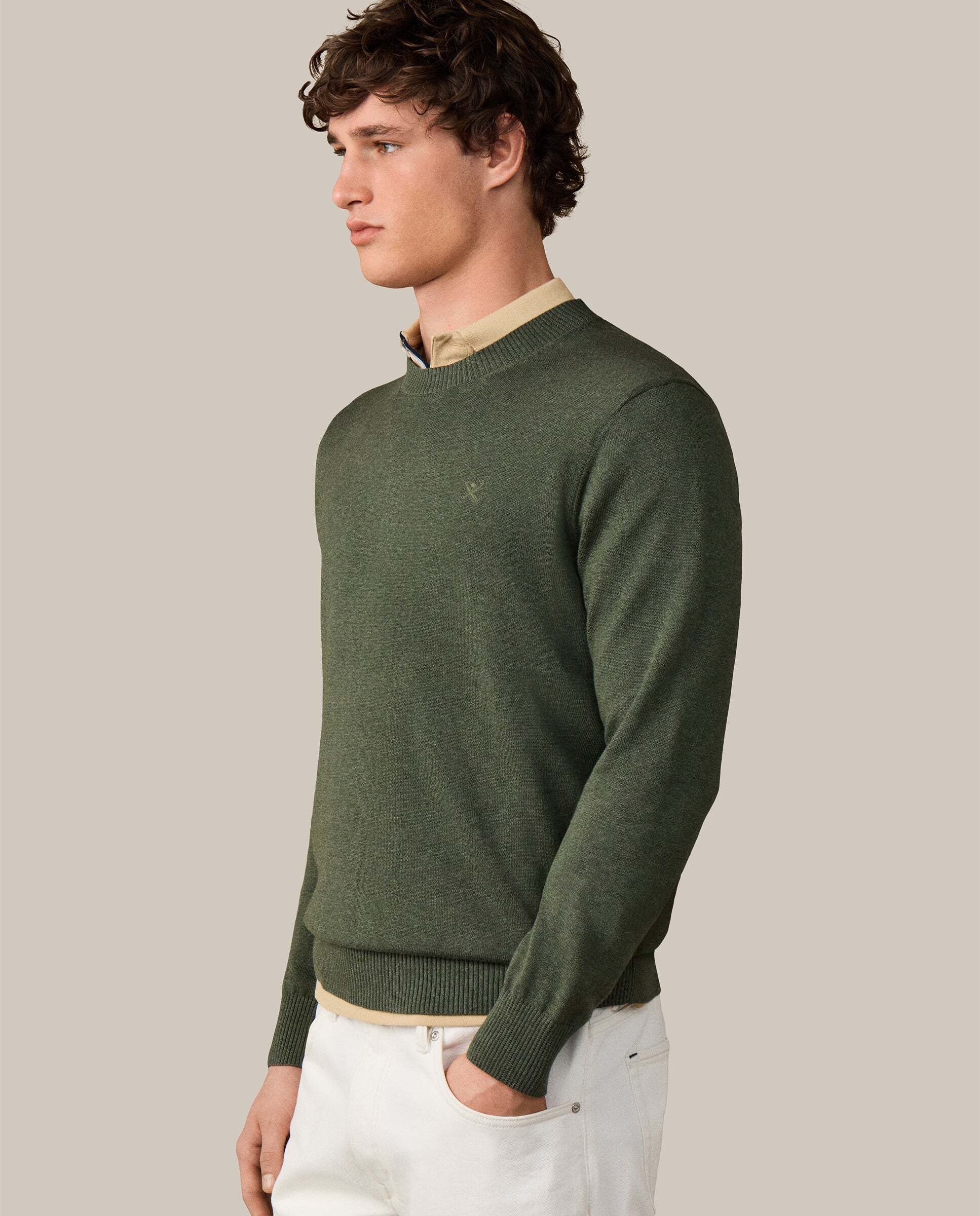 Jersey de hombre con cuello redondo algodón - Hackett - Verde Verde-6