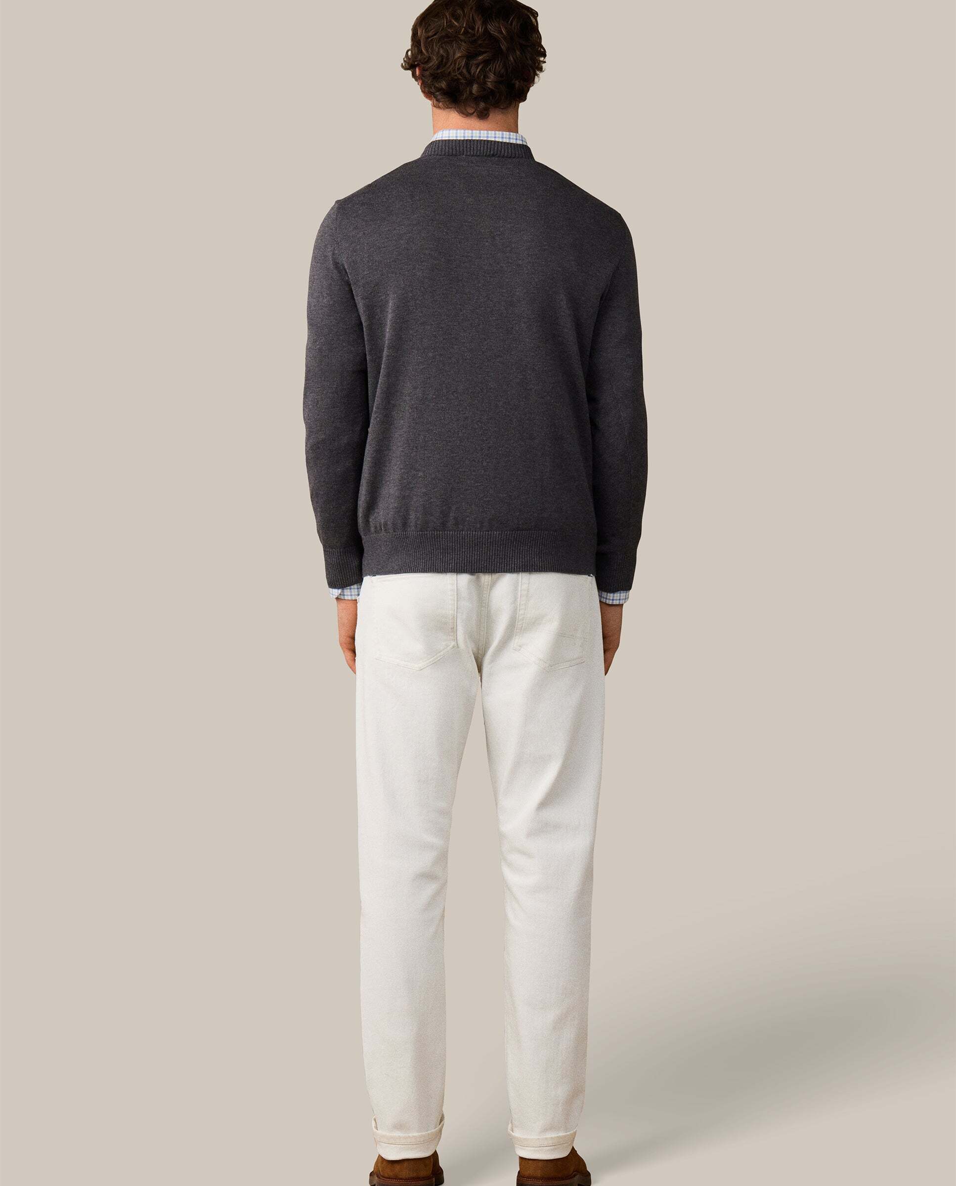 Jersey de hombre con cuello redondo algodón - Hackett - Gris oscuro Gris oscuro-3