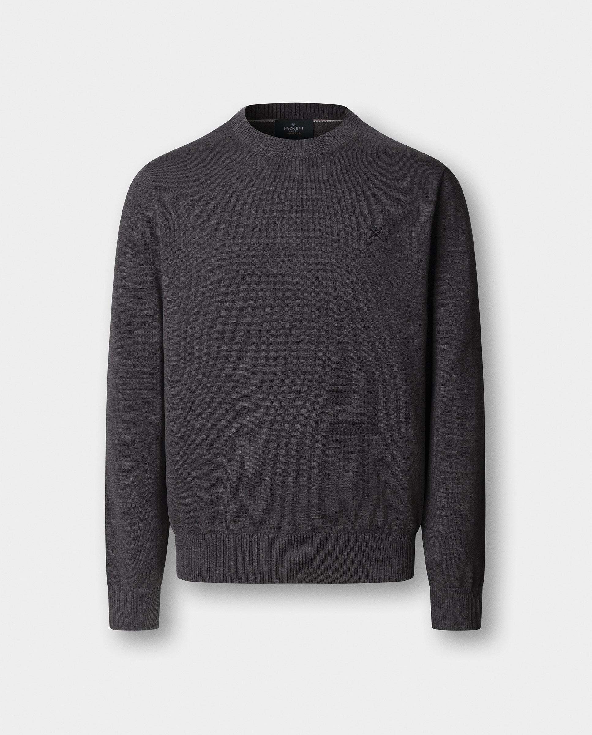 Jersey de hombre con cuello redondo algodón - Hackett - Gris oscuro Gris oscuro-9