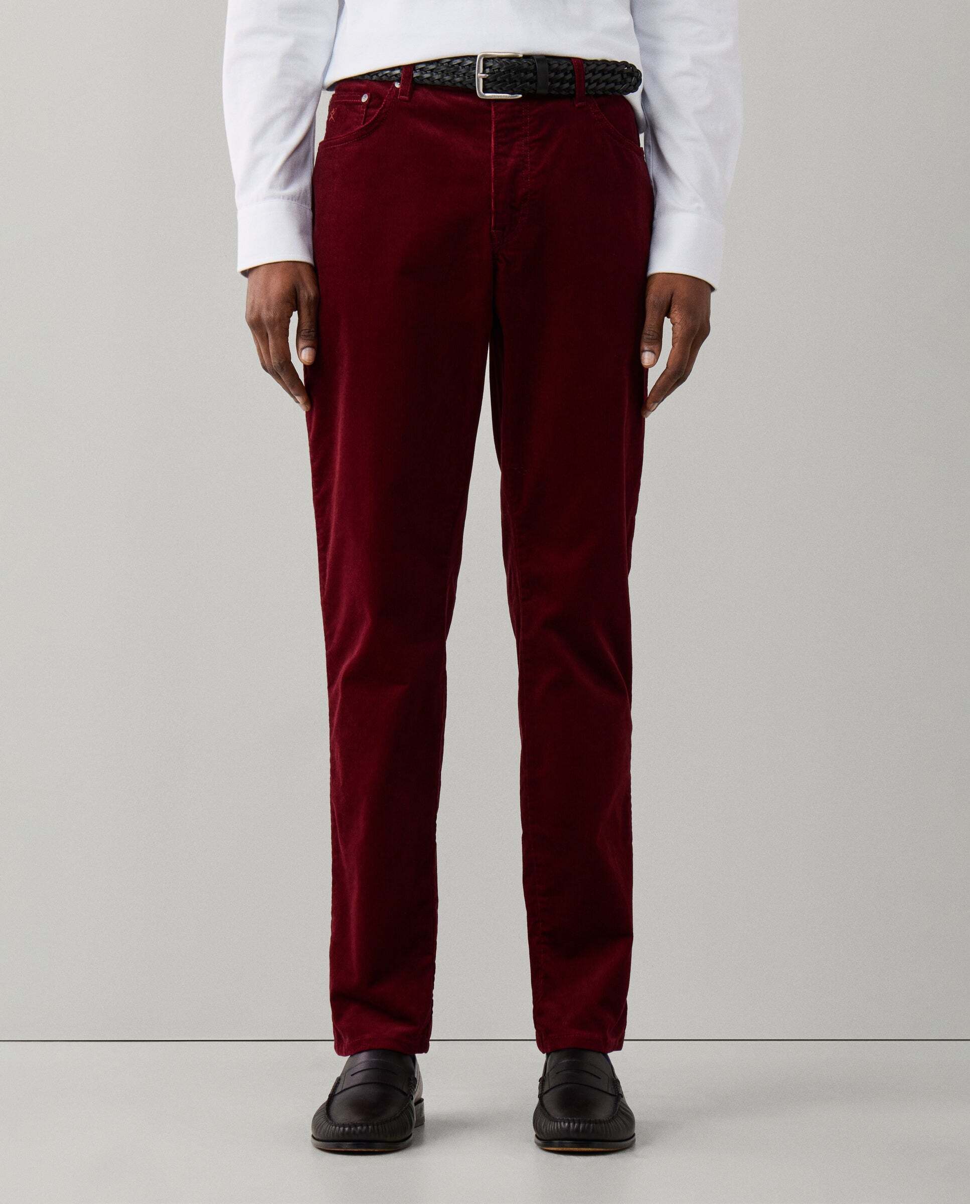 Pantalón de hombre pana 5 bolsillos fit regular - Hackett - Rojo Rojo-1
