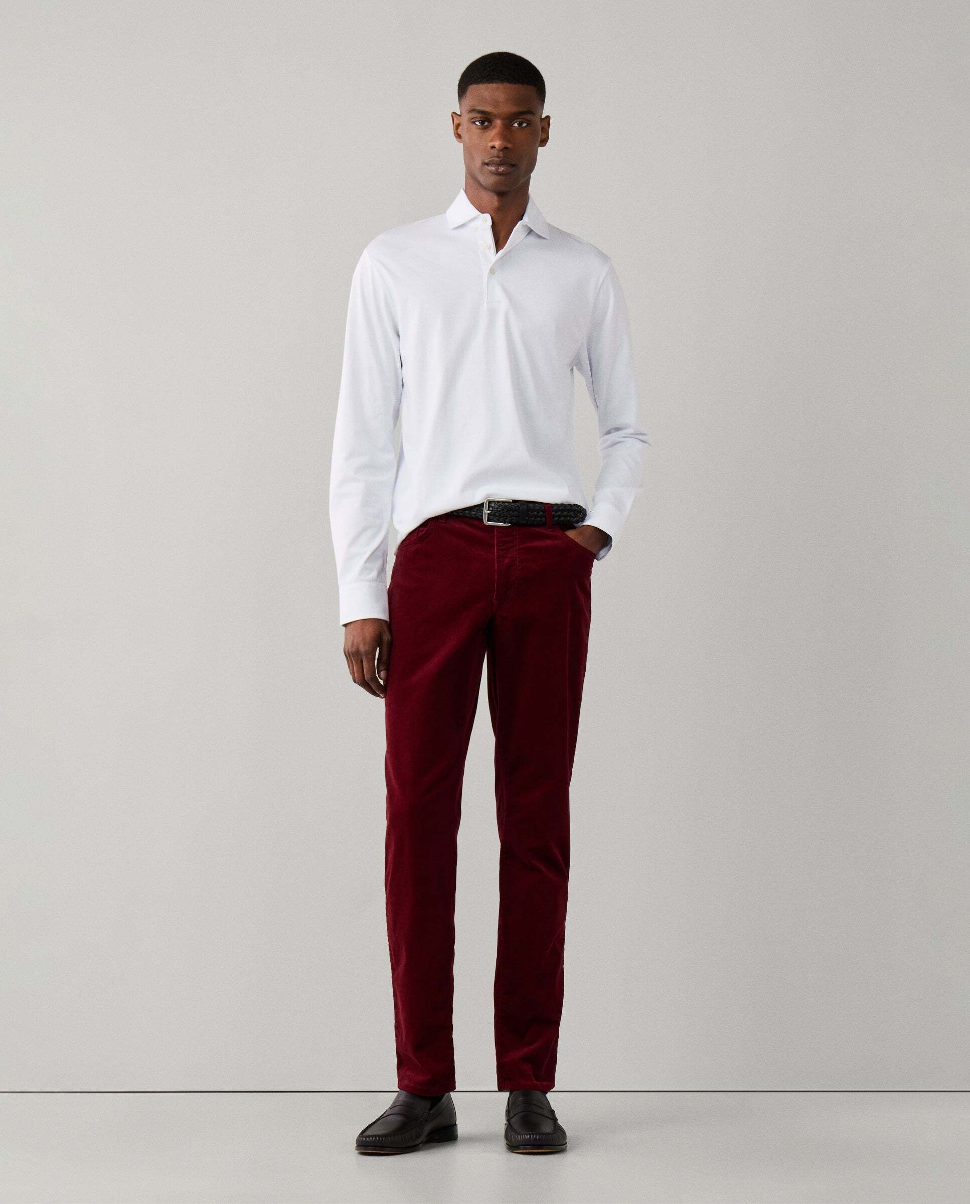 Pantalón de hombre pana 5 bolsillos fit regular - Hackett - Rojo Rojo-2