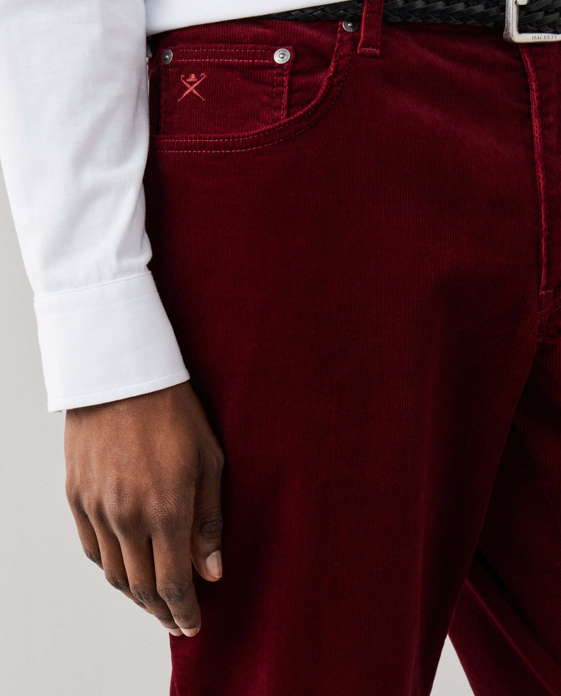 Pantalón de hombre pana 5 bolsillos fit regular - Hackett - Rojo Rojo-4