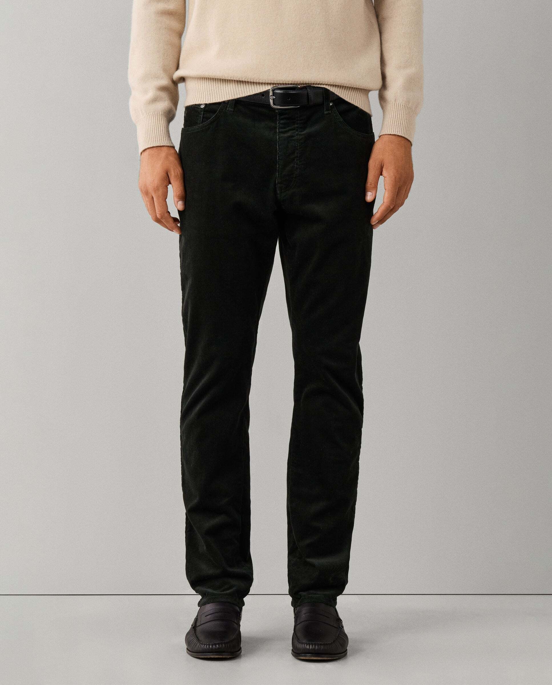 Pantalón de hombre pana 5 bolsillos fit regular - Hackett - Verde Verde-2