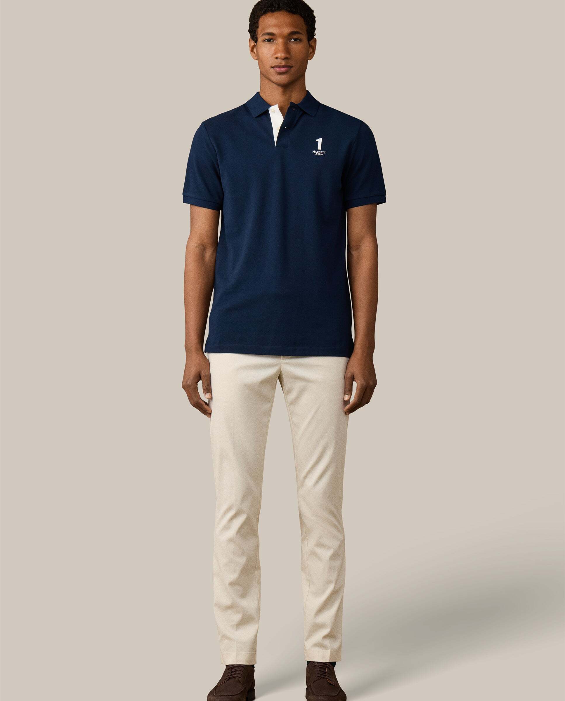Polo de hombre de manga corta con número fit clásico - Hackett - Azul Azul-2