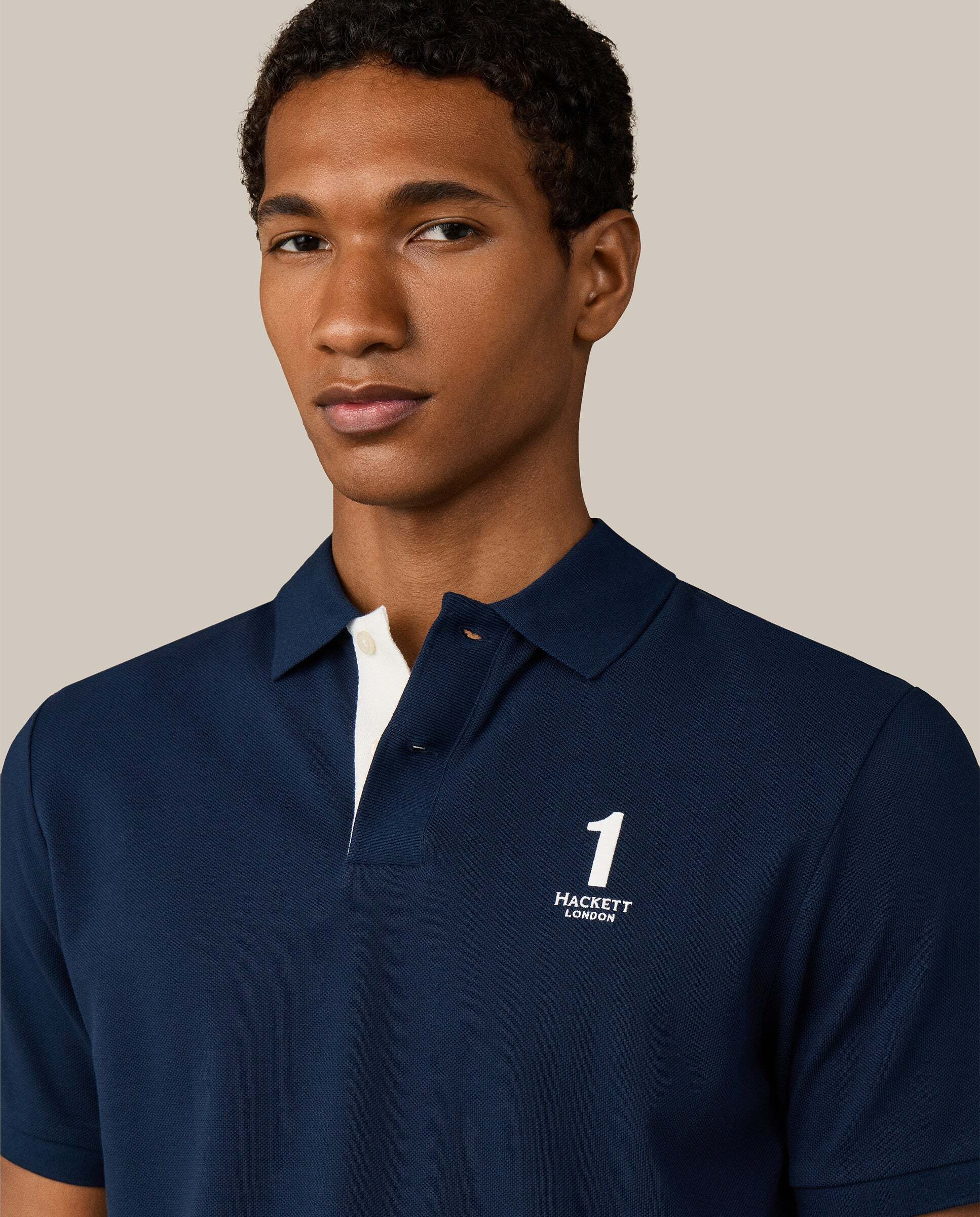 Polo de hombre de manga corta con número fit clásico - Hackett - Azul Azul-4
