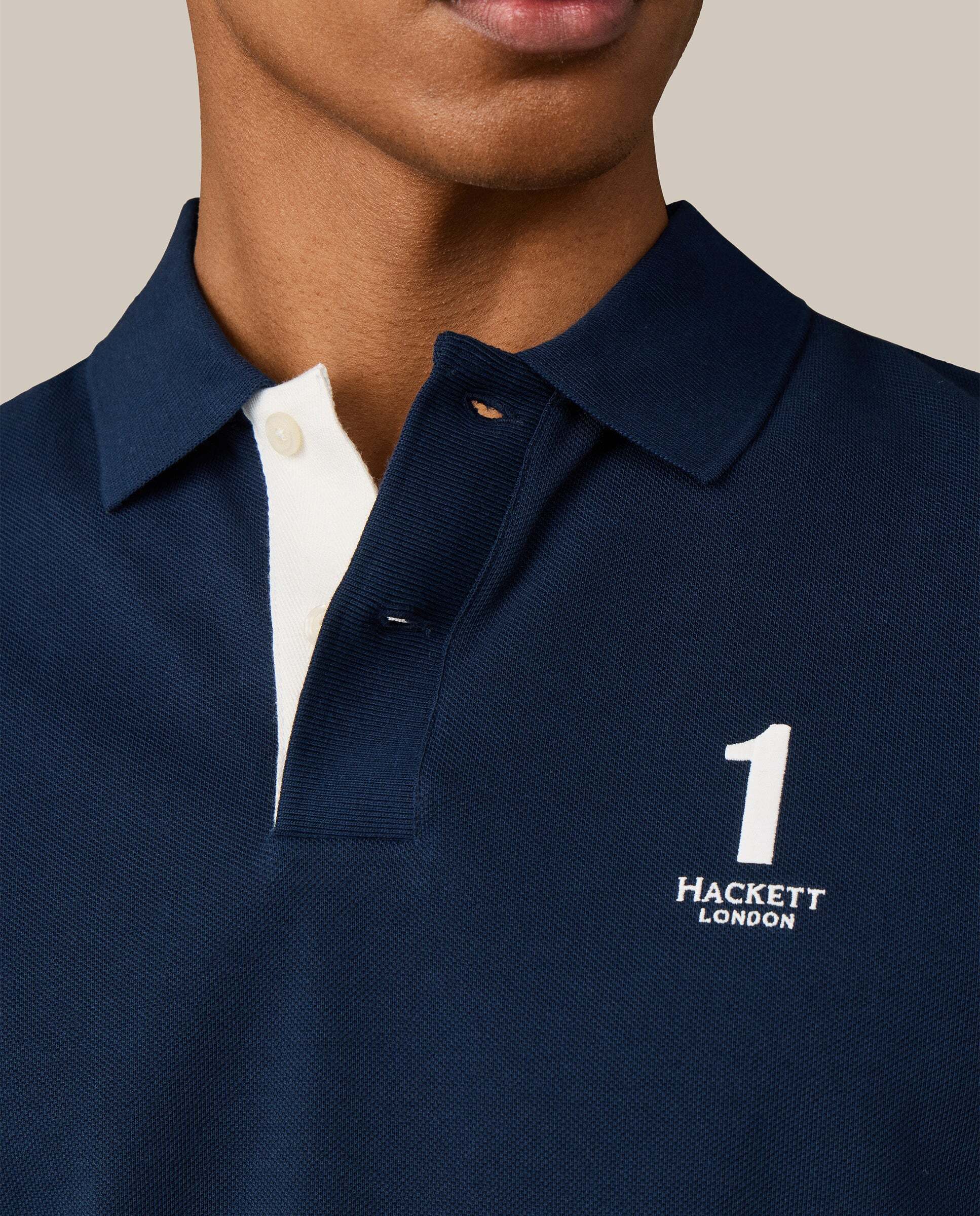 Polo de hombre de manga corta con número fit clásico - Hackett - Azul Azul-6