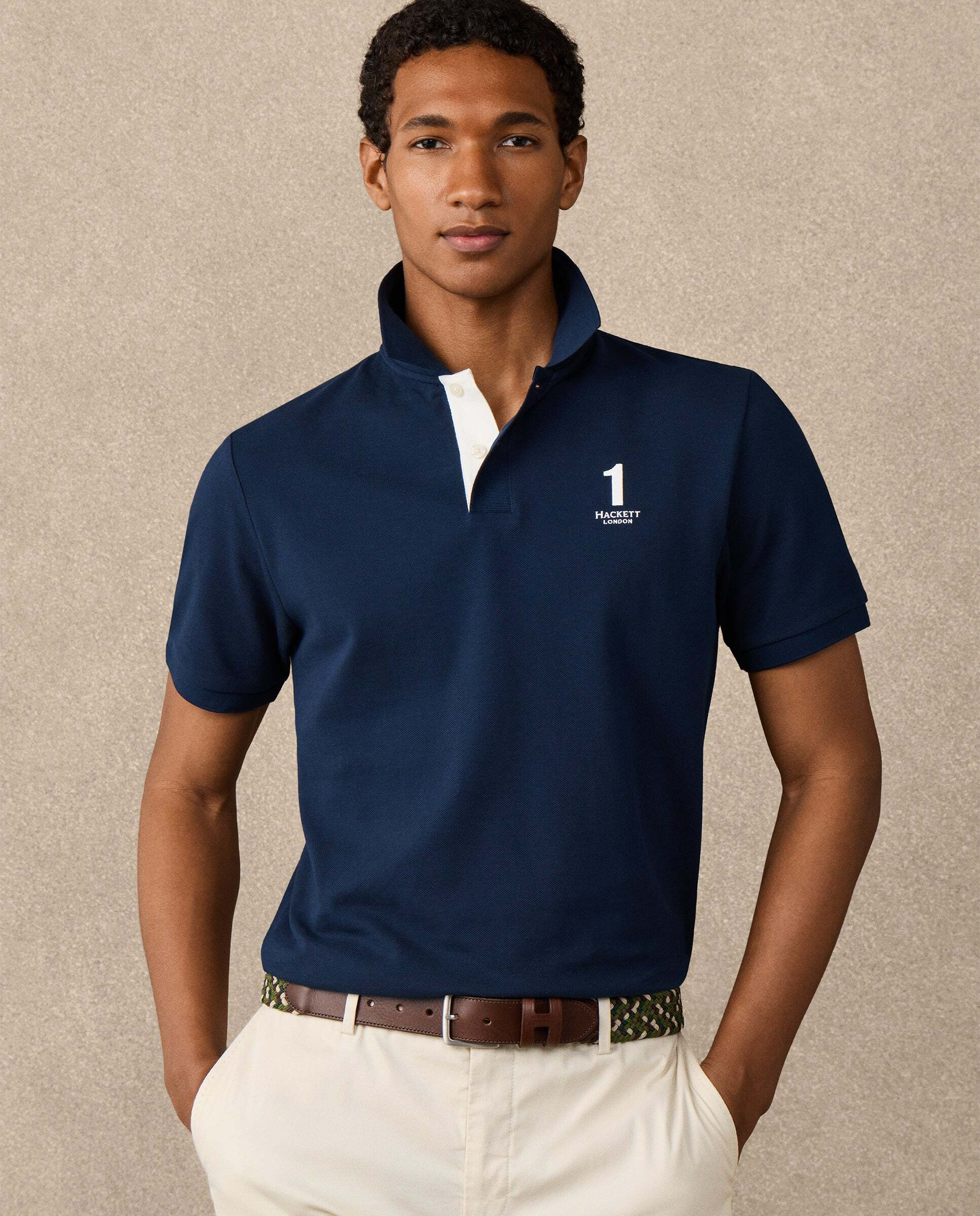 Polo de hombre de manga corta con número fit clásico - Hackett - Azul Azul-8