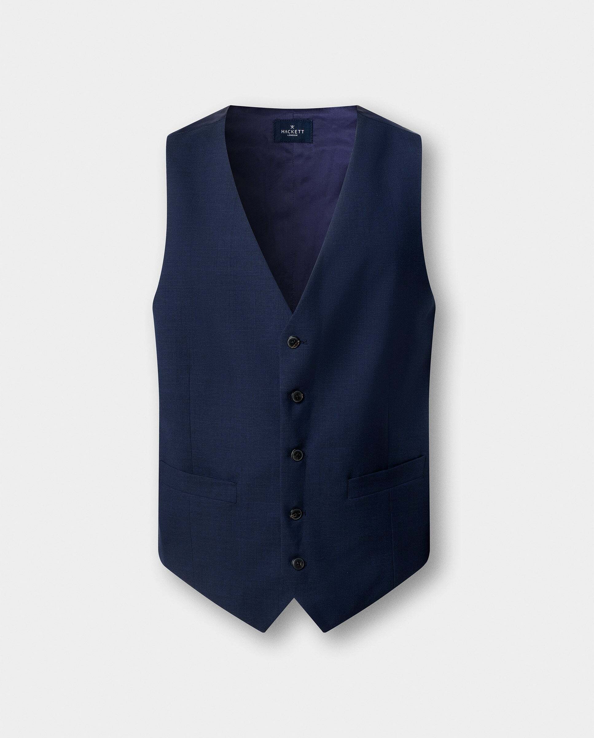Chaleco de lino tropical cuadros glen - Hackett - Azul Azul-6