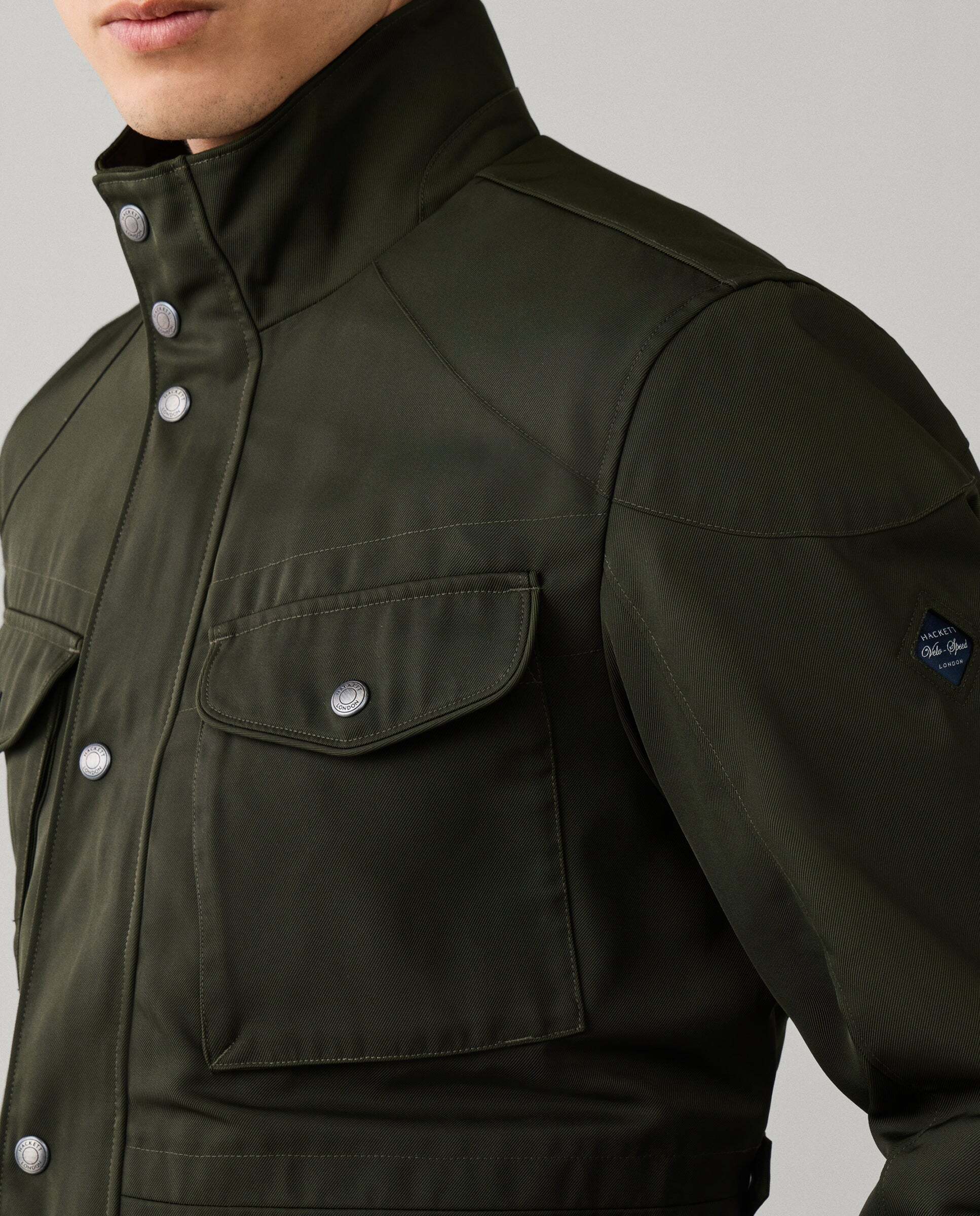 Chaqueta de hombre sahariana velospeed - Hackett - Verde militar Verde militar-4