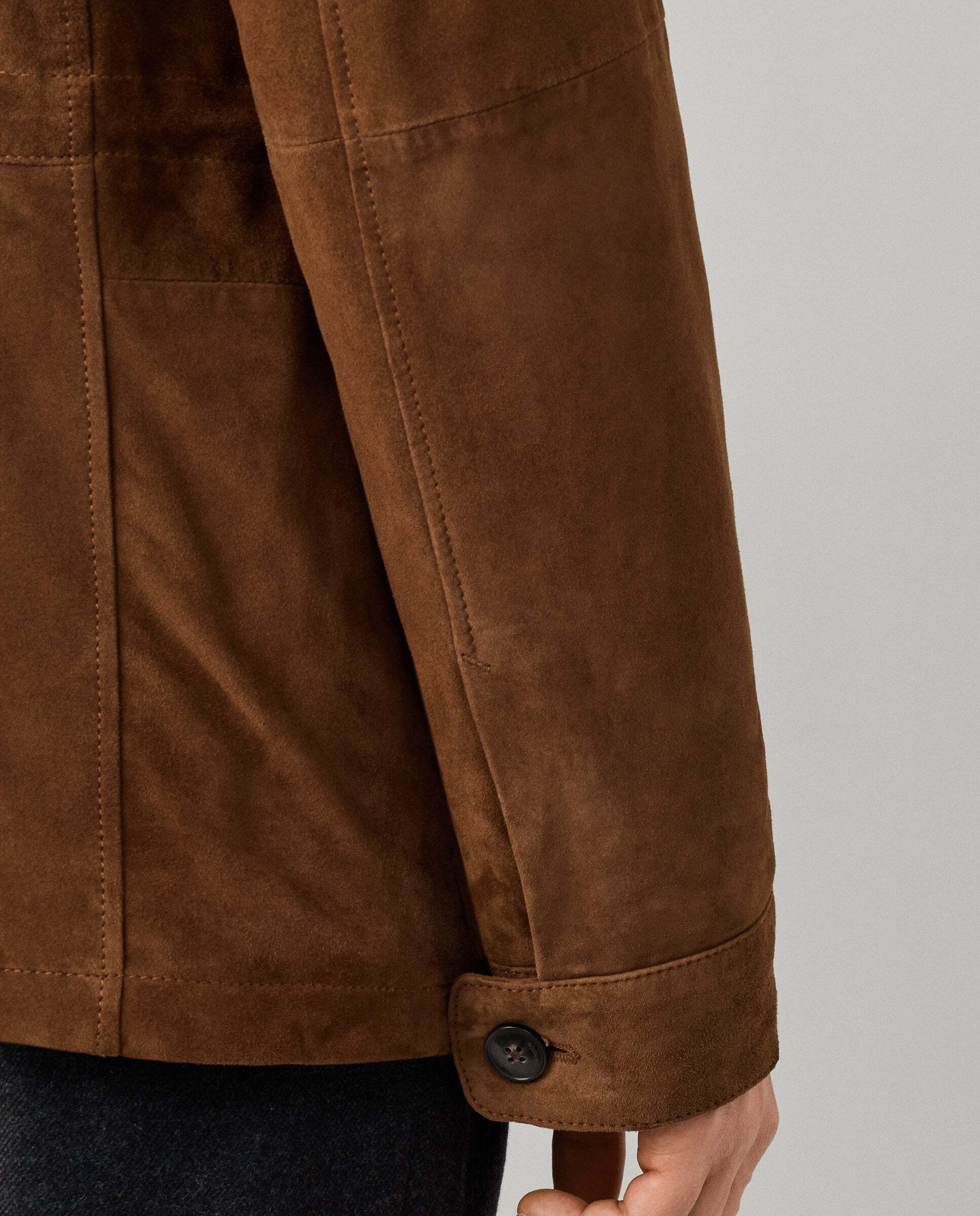 Chaqueta de hombre de ante cuatro bolsillos - Hackett - Marrón Marrón-5