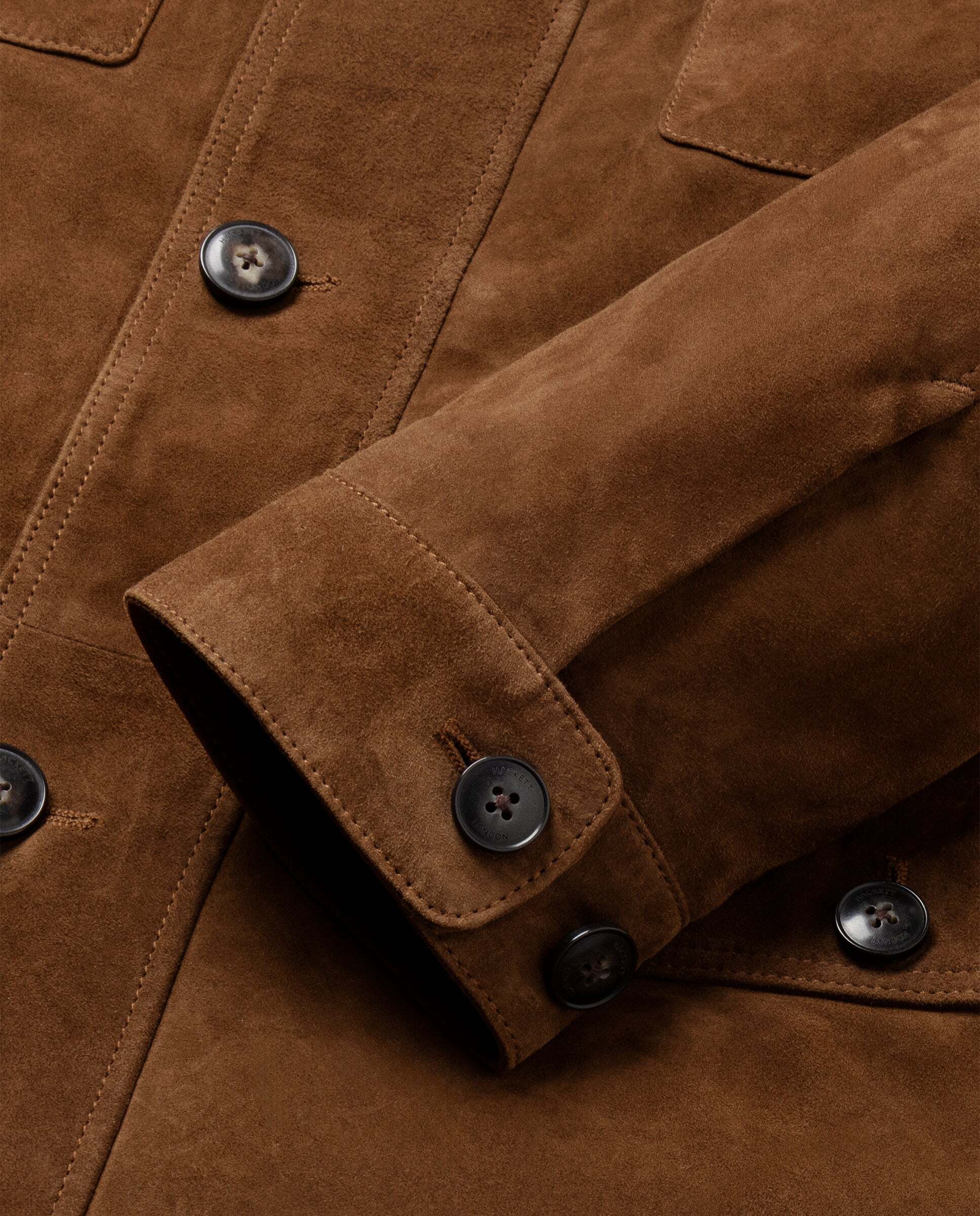 Chaqueta de hombre de ante cuatro bolsillos - Hackett - Marrón Marrón-11
