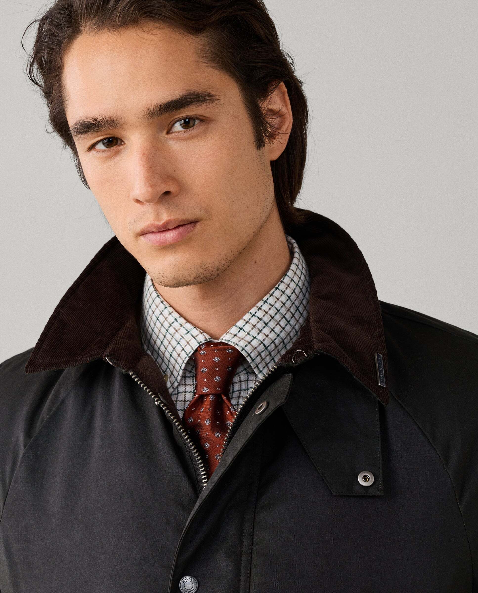 Chaqueta de hombre sahariana de algodón encerado - Hackett - Verde militar Verde militar-4