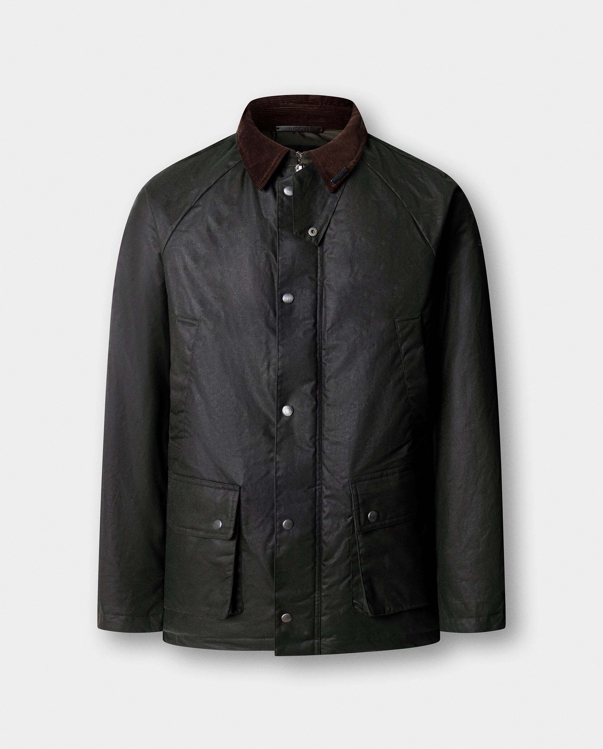 Chaqueta de hombre sahariana de algodón encerado - Hackett - Verde militar Verde militar-7