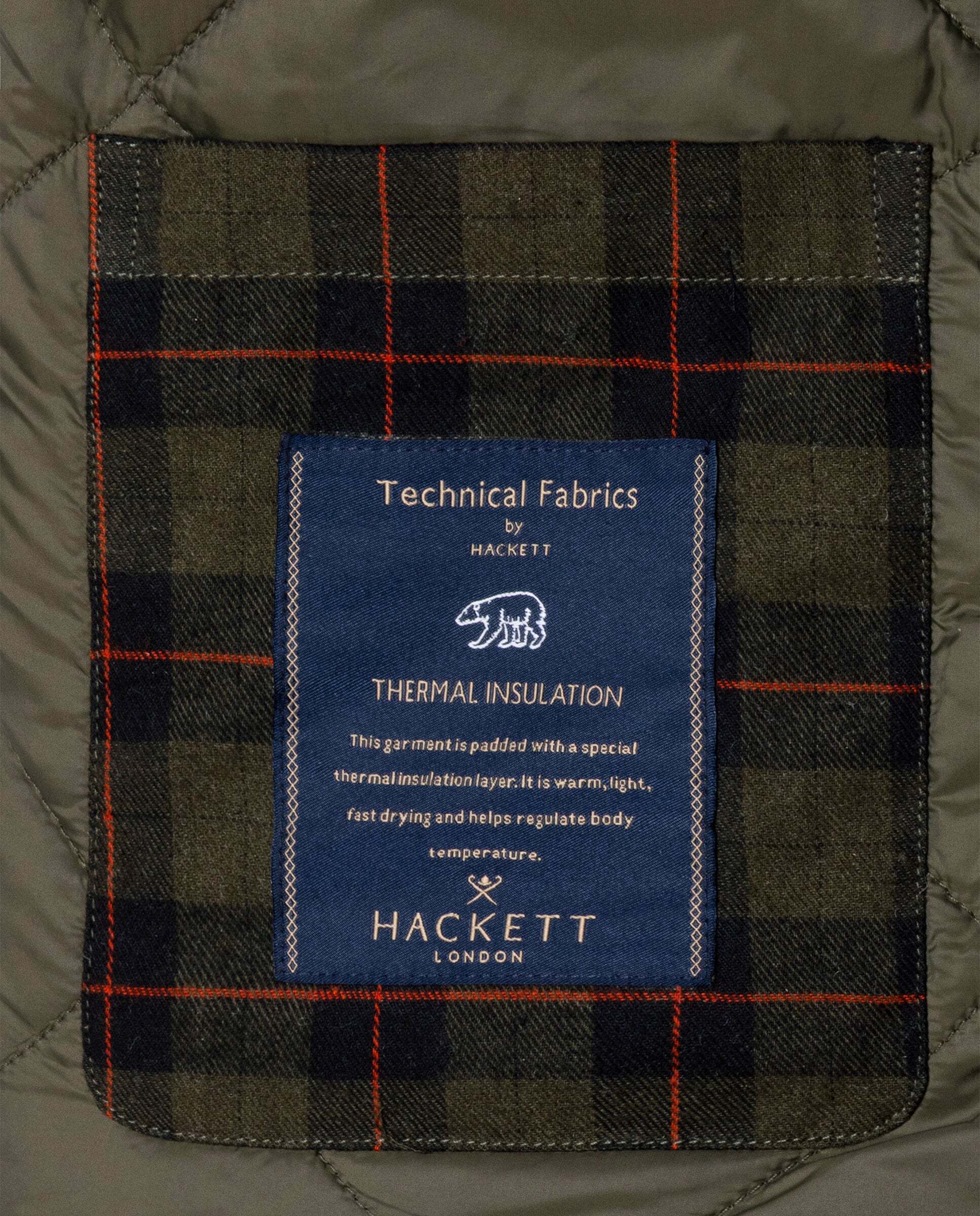 Chaqueta de hombre sahariana de algodón encerado - Hackett - Verde militar Verde militar-10