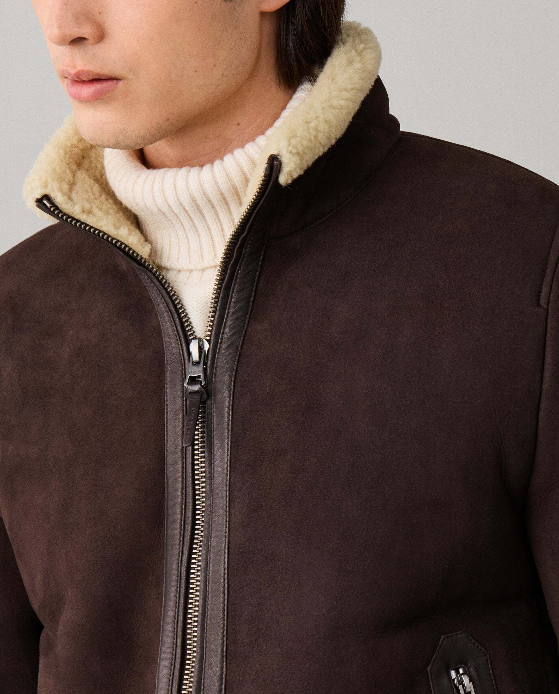 Imagen 4 de Chaqueta de hombre bomber de piel de oveja - Hackett - Marrón Marrón