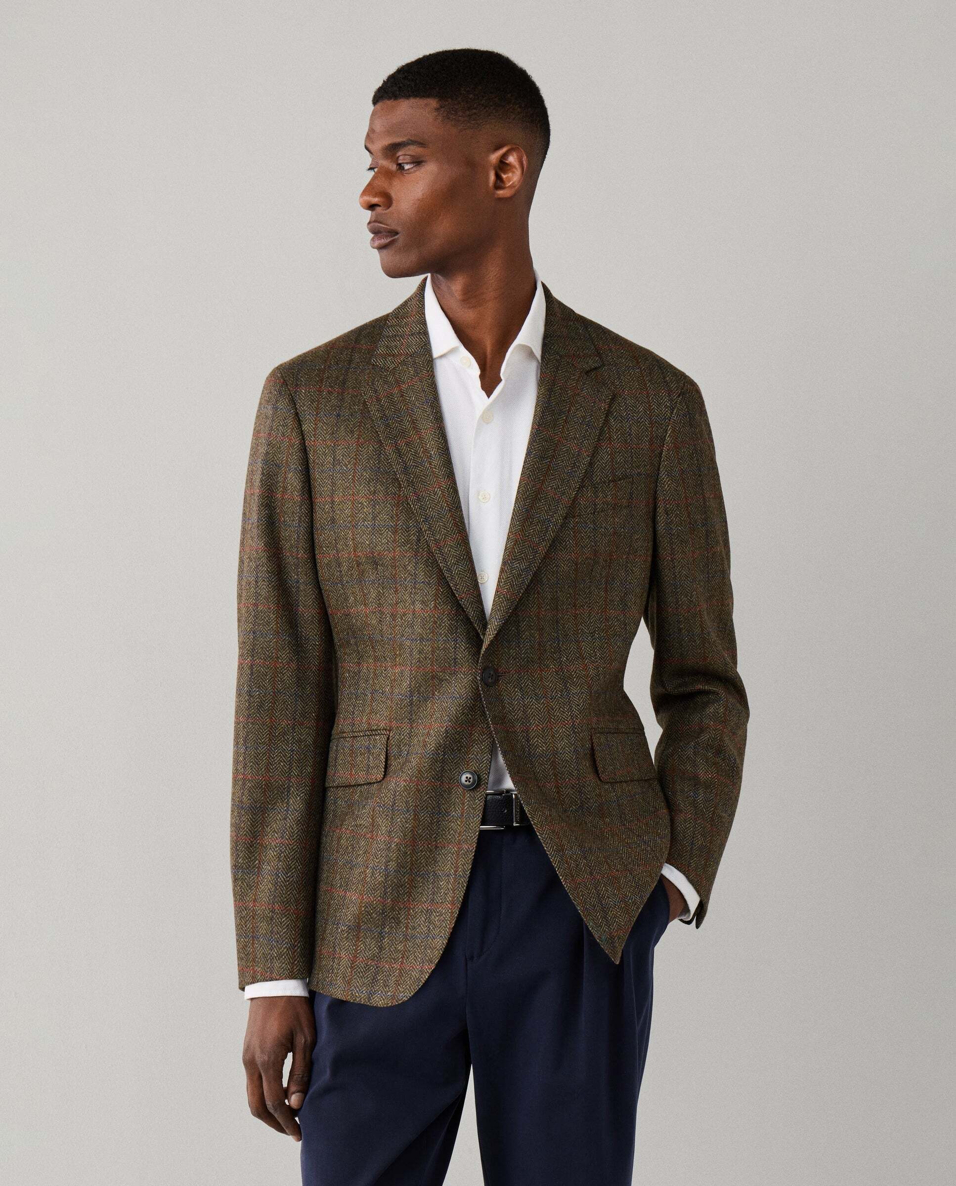 Imagen 0 de Americana de hombre de lana-cashmere de cuadros - tejida en italia Verde