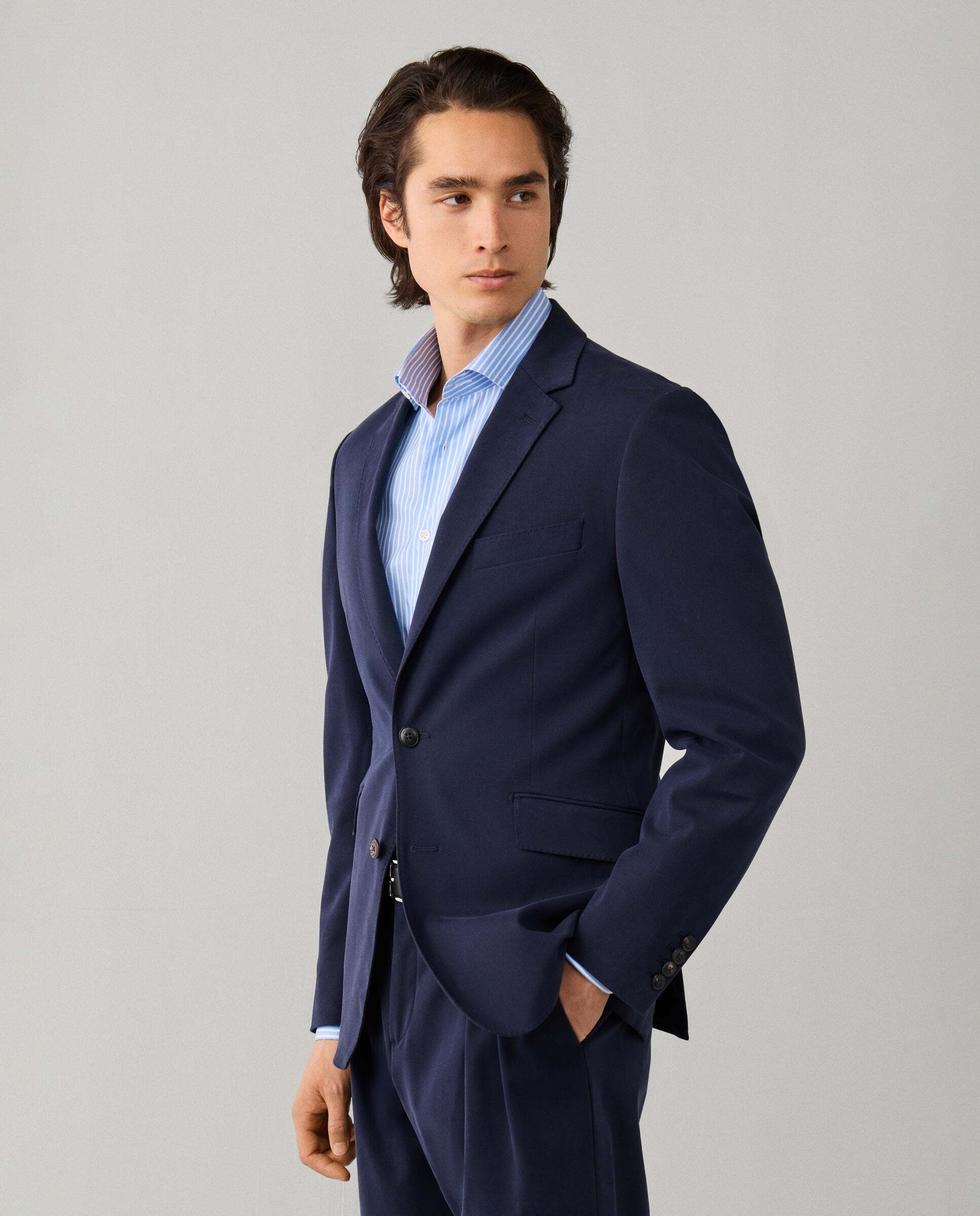 Americana de hombre mezcla de algodón elástico - Hackett - Azul Azul-6