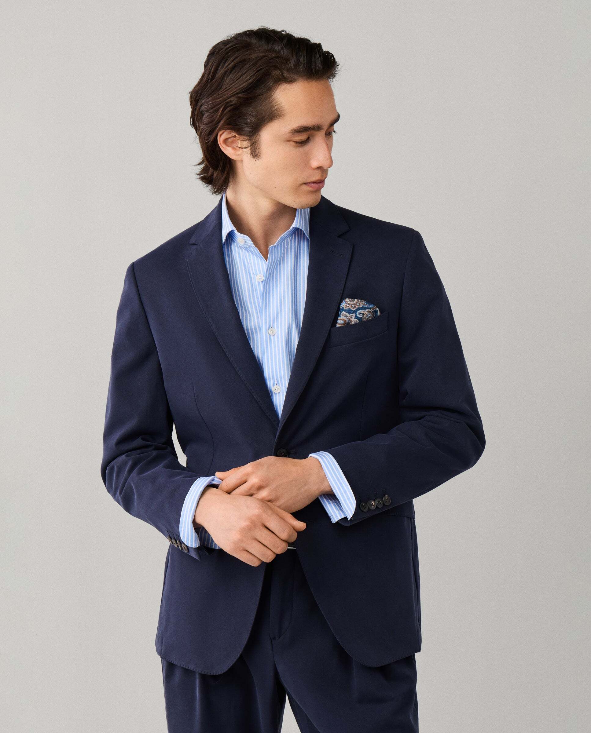 Americana de hombre mezcla de algodón elástico - Hackett - Azul Azul-7