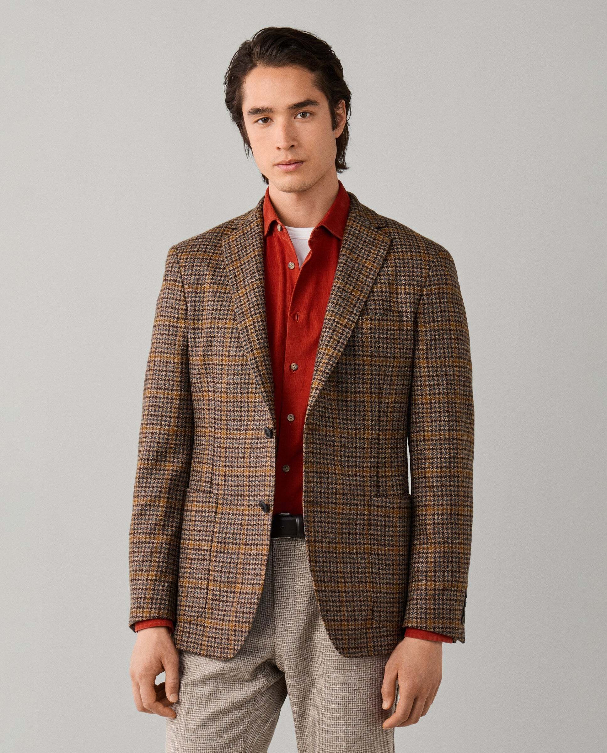 Imagen 0 de Americana de hombre de lana-cashmere a cuadros - tejida en italia Natural