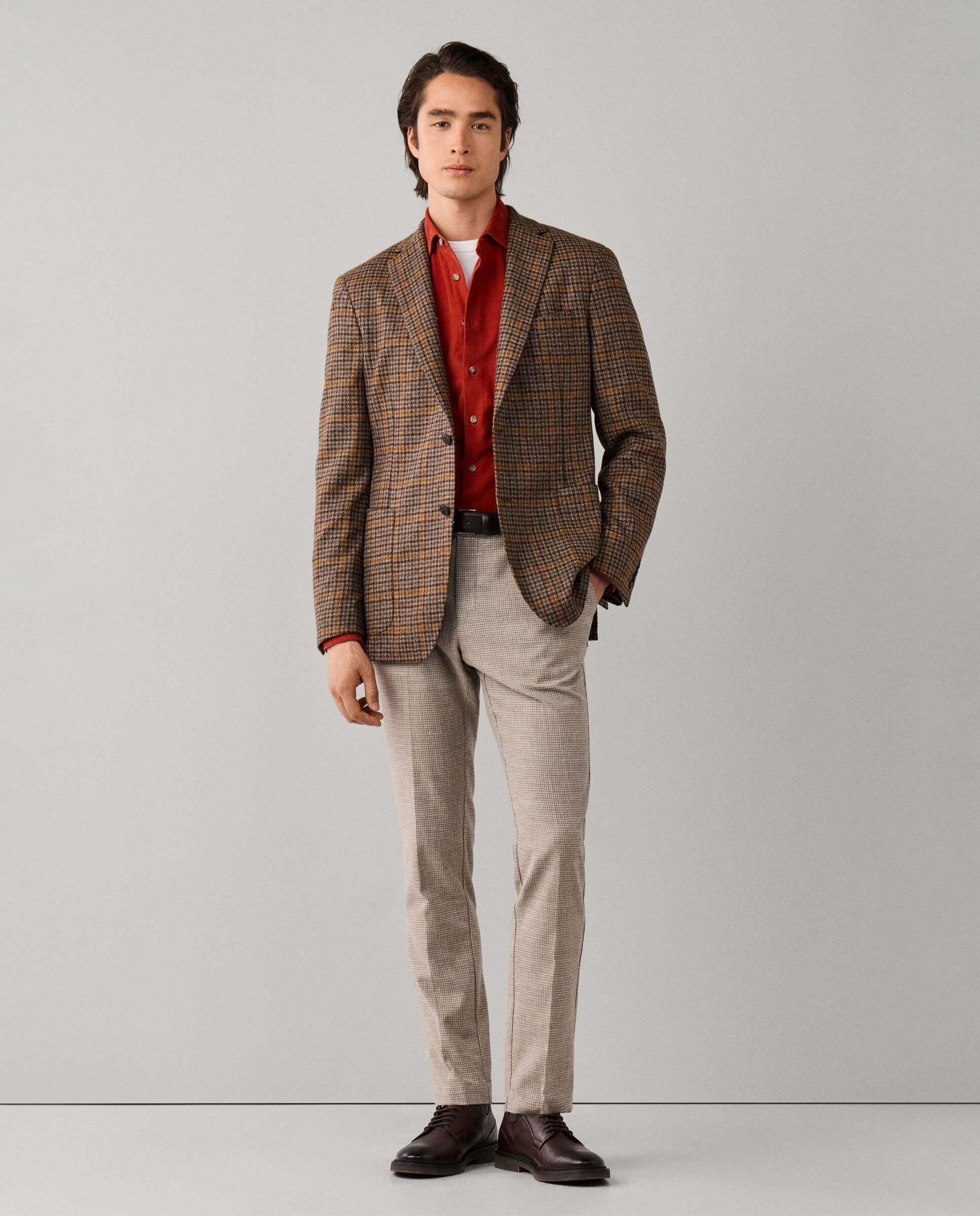 Americana de lana-cashmere a cuadros - Hackett - tejido italiano - Natural Natural-2