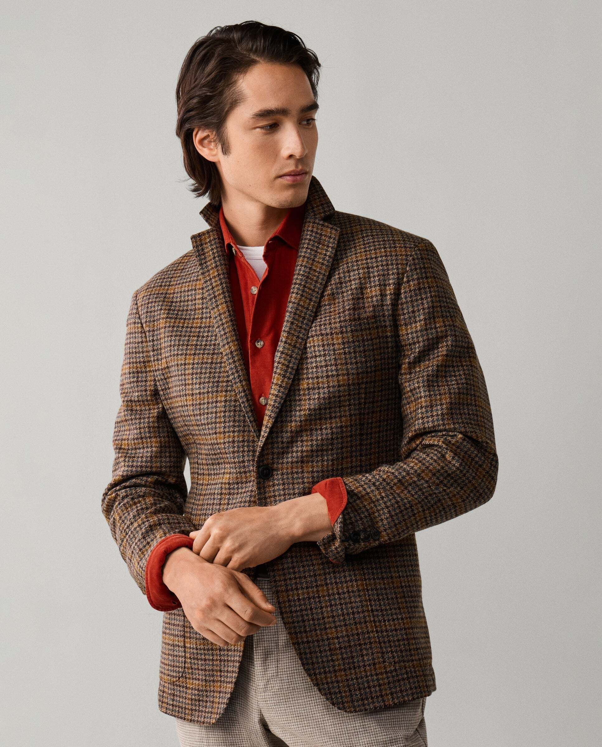 Americana de lana-cashmere a cuadros - Hackett - tejido italiano - Natural Natural-7