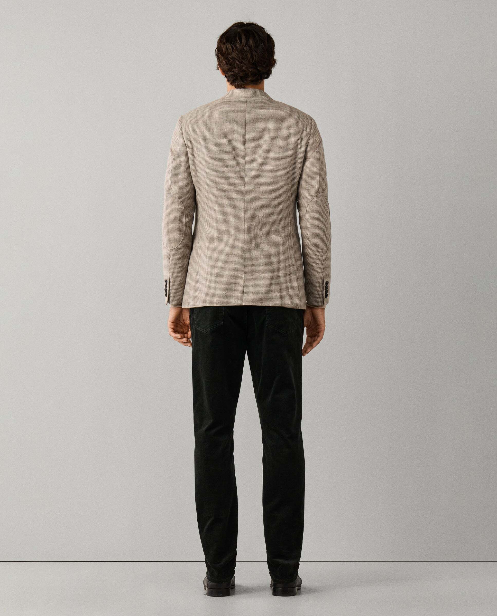Americana de hombre de mezcla de algodón melange pata de gallo - Hackett - Natural Natural-3