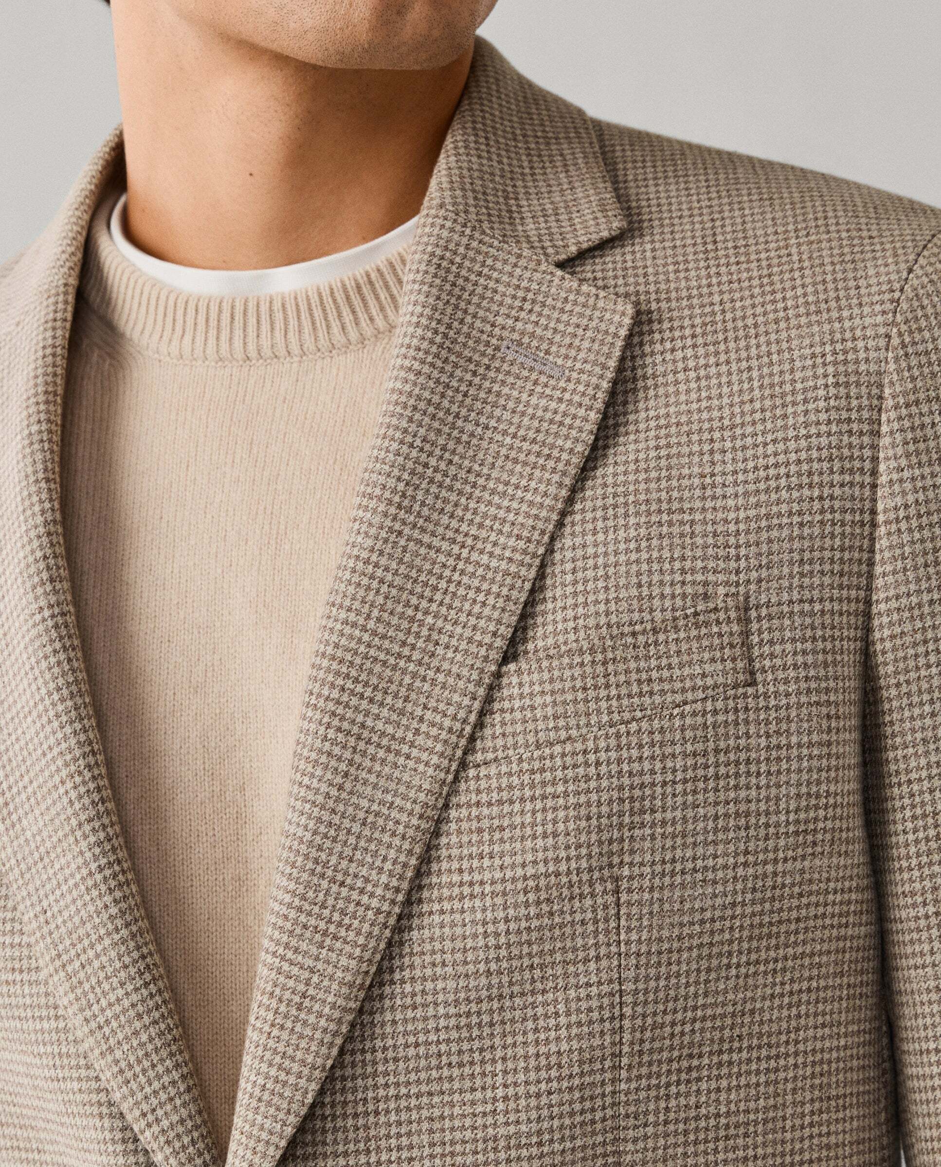 Americana de hombre de mezcla de algodón melange pata de gallo - Hackett - Natural Natural-4
