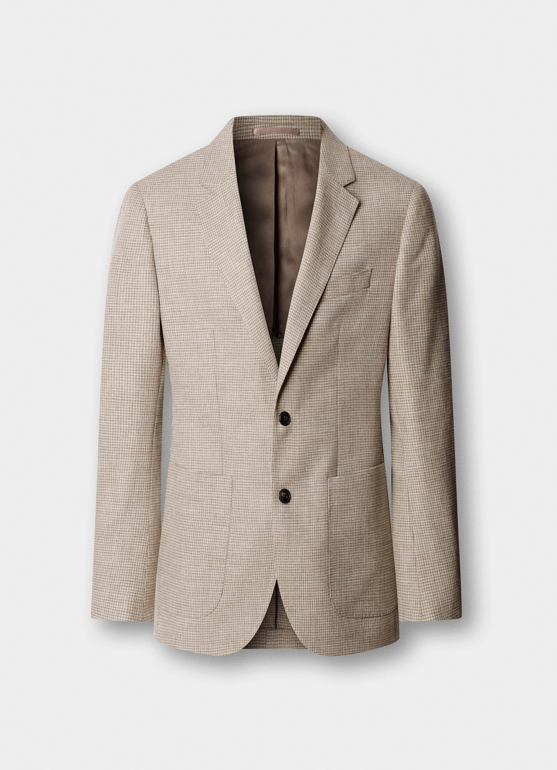 Americana de hombre de mezcla de algodón melange pata de gallo - Hackett - Natural Natural-6