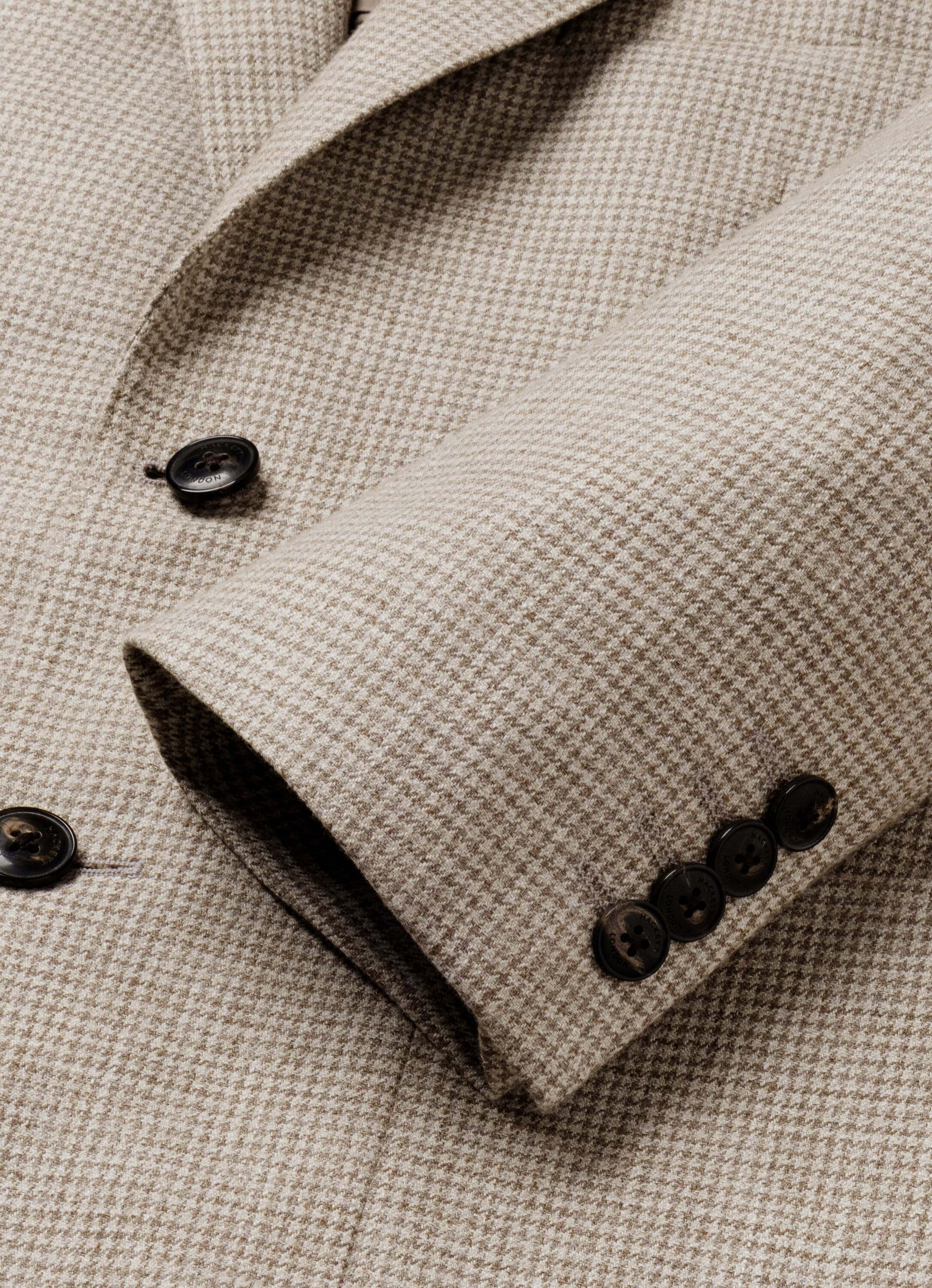 Americana de hombre de mezcla de algodón melange pata de gallo - Hackett - Natural Natural-5