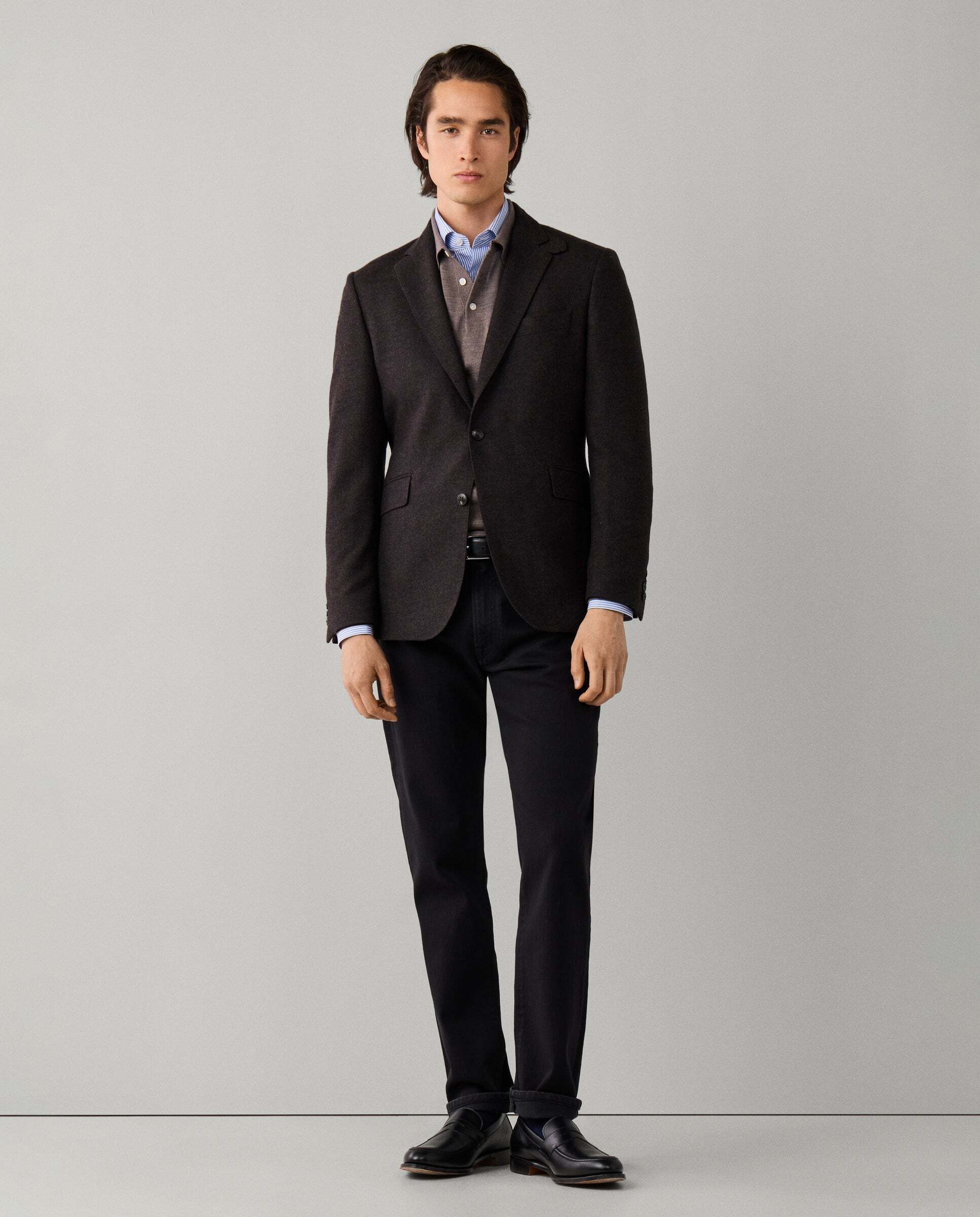 Americana de hombre mezcla de lana en espiga - Hackett - Marrón Marrón-2